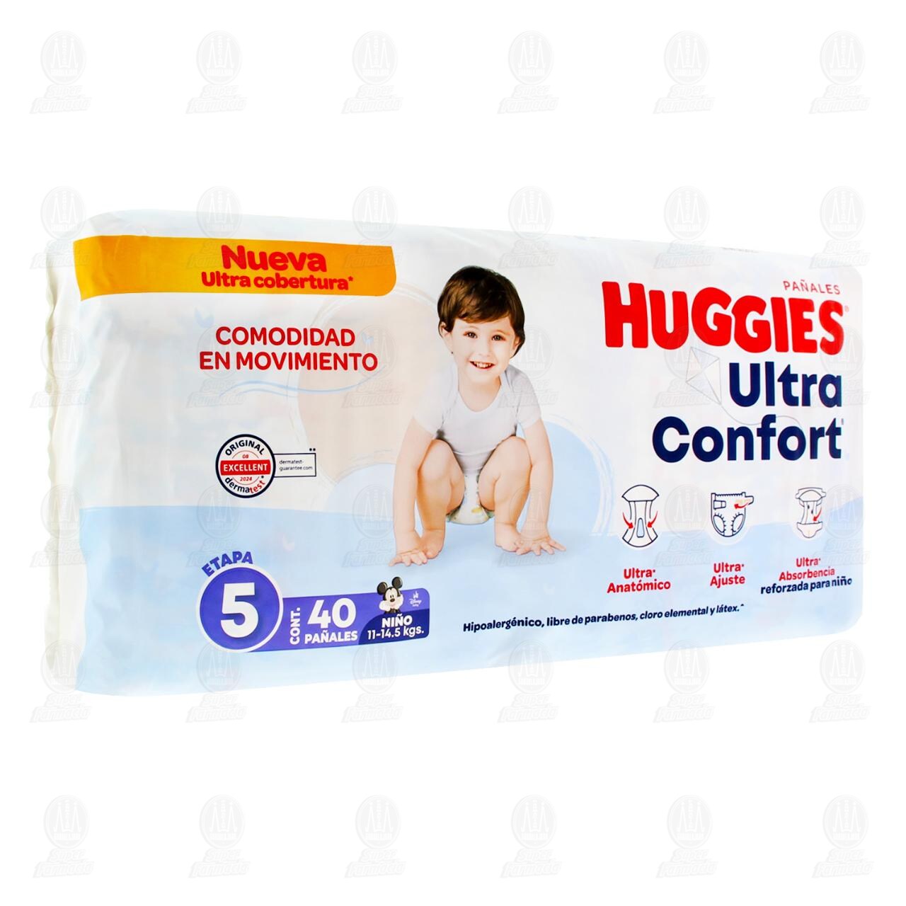 Pañales para Bebé Huggies UltraConfort Etapa 5 Niño, 40 pzas.