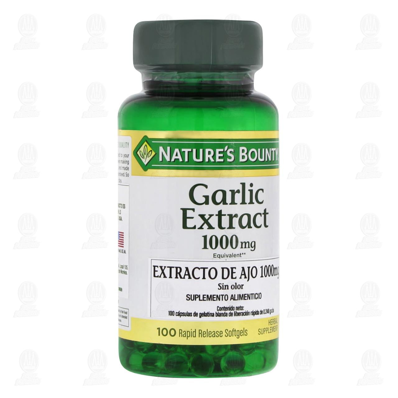 Nature's Bounty Extracto de Ajo Sin Olor 1000 mg, 100 C&aacute;psulas. image number 0