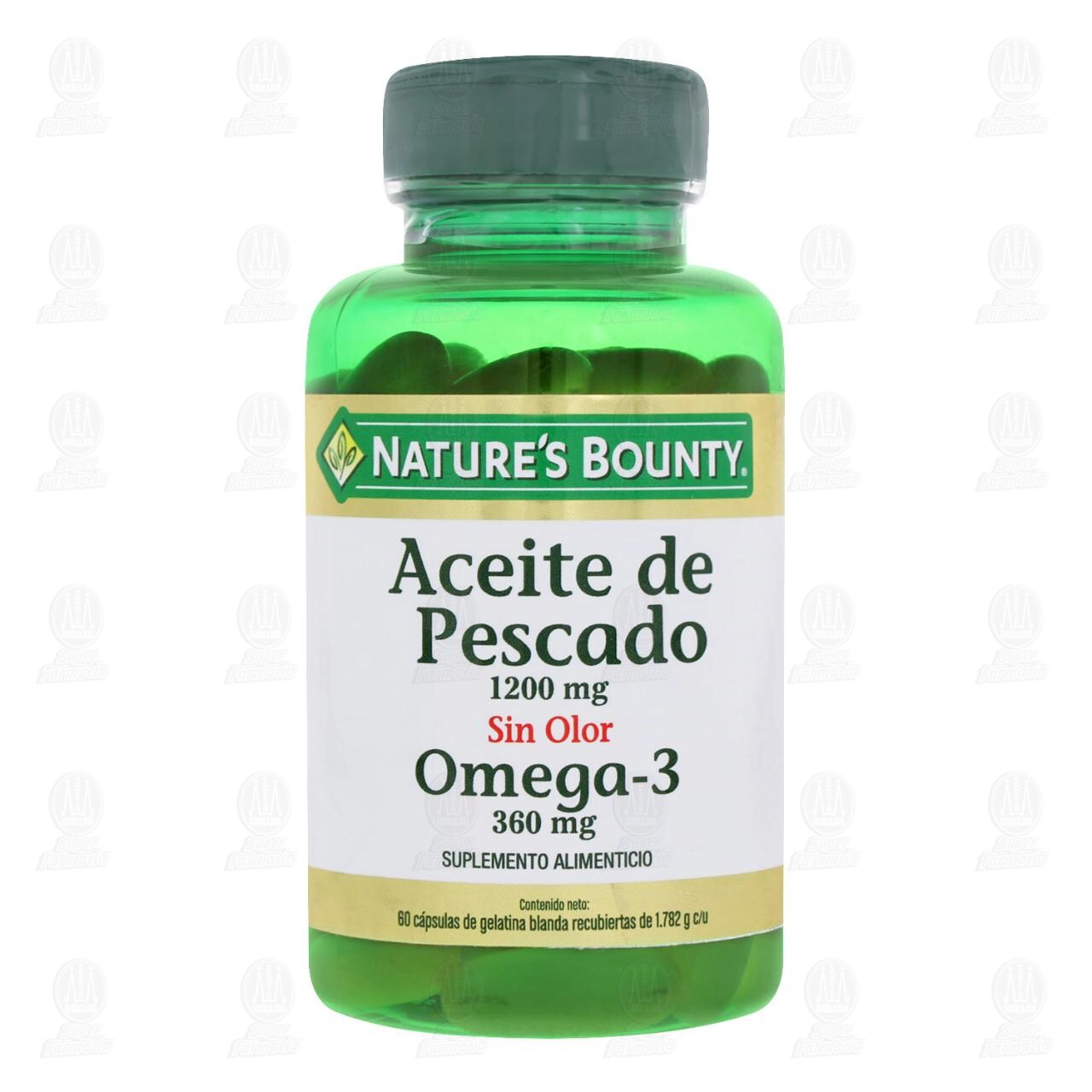 Nature's Bounty Vitamina Aceite de Pescado Sin Olor 1200mg/360mg, 60 Cápsulas. image number 1