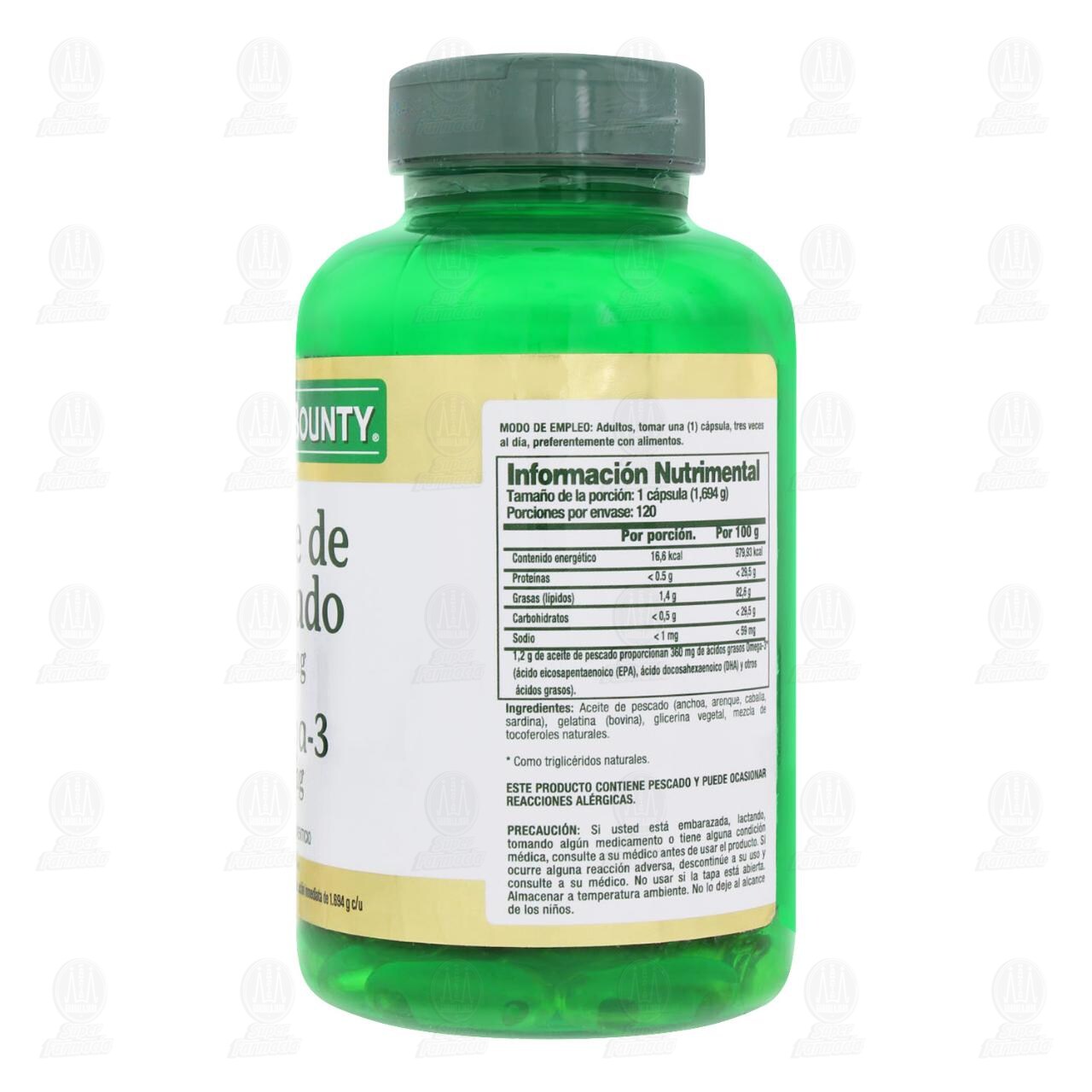 Nature's Bounty Vitamina Aceite de Pescado Regular 1200mg/360mg, 120 Cápsulas. image number 2