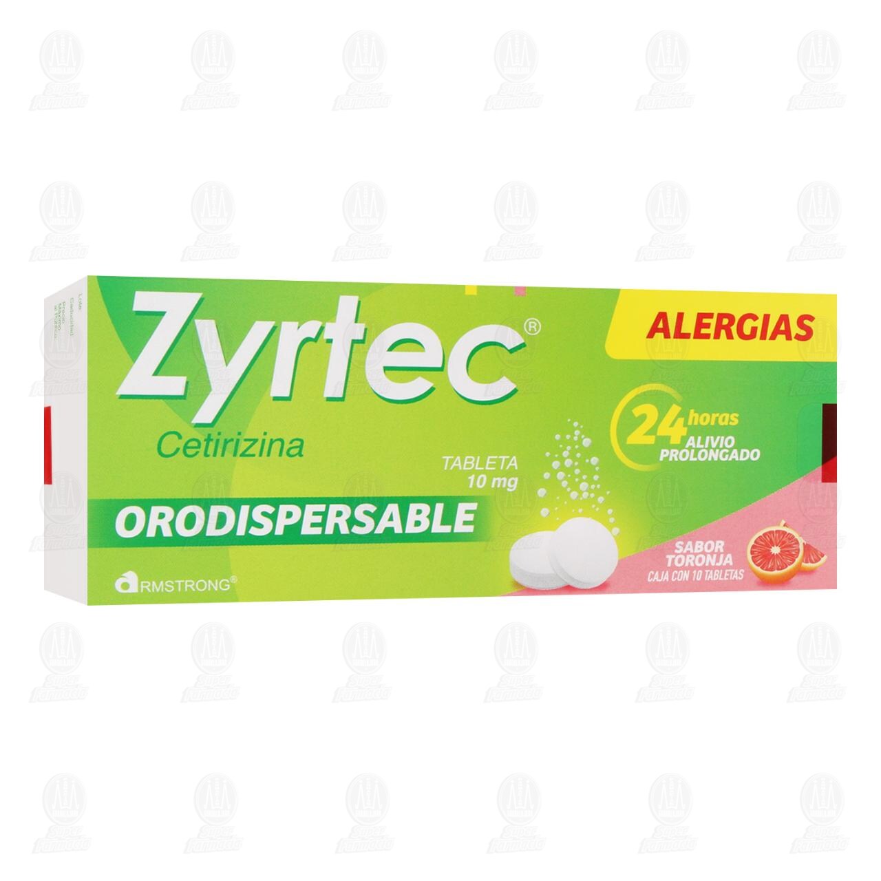 Zyrtec 10 mg Sabor Toronja, 10 Tabletas. image number 0