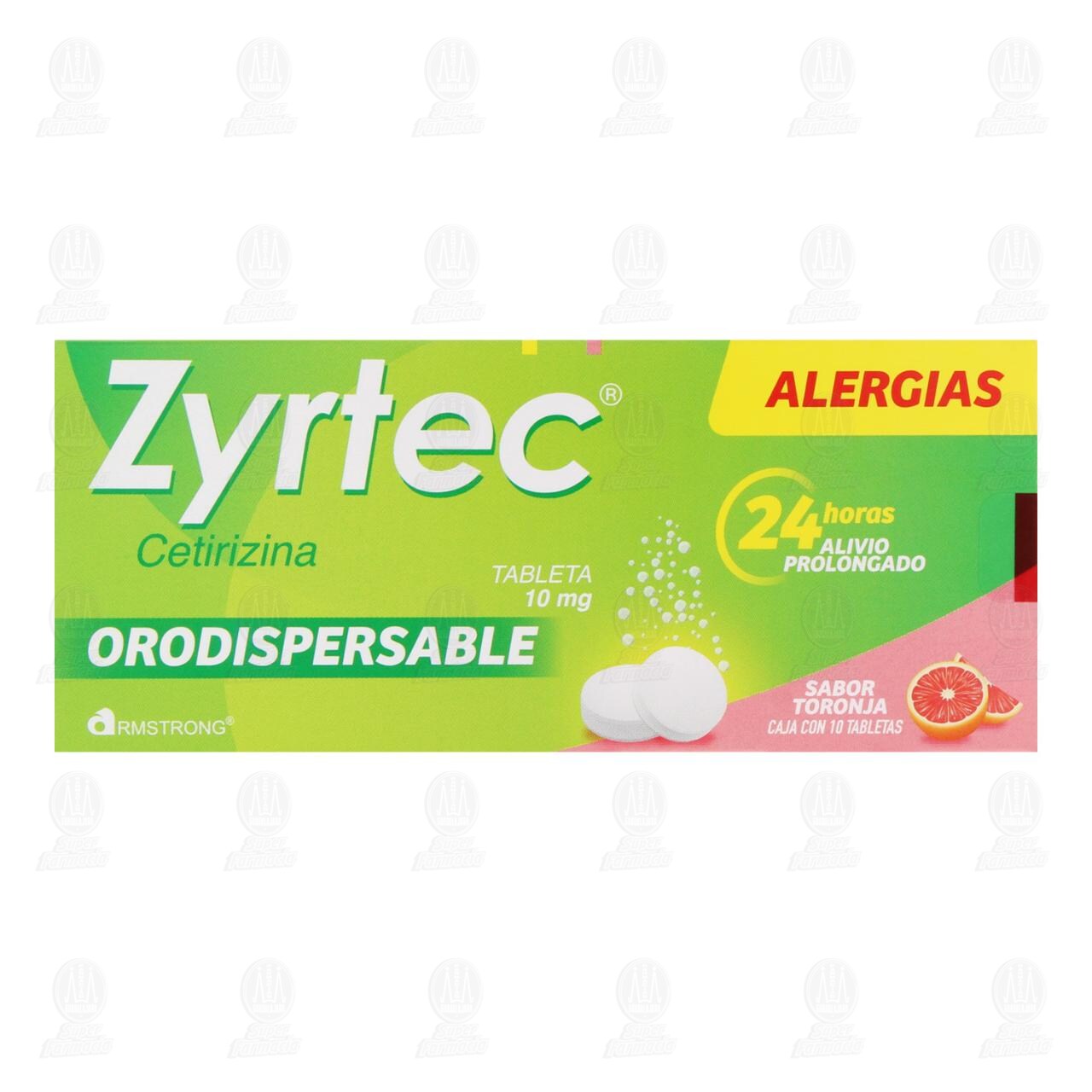 Zyrtec 10 mg Sabor Toronja, 10 Tabletas. image number 1