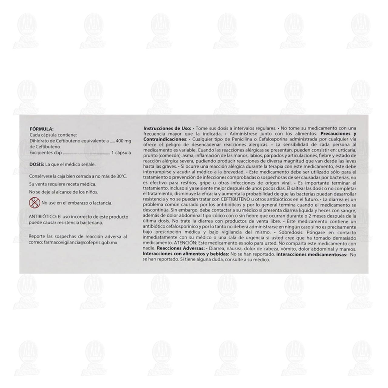 Ceftibuteno 400 mg, 5 C&aacute;psulas Pharmalife. image number 2