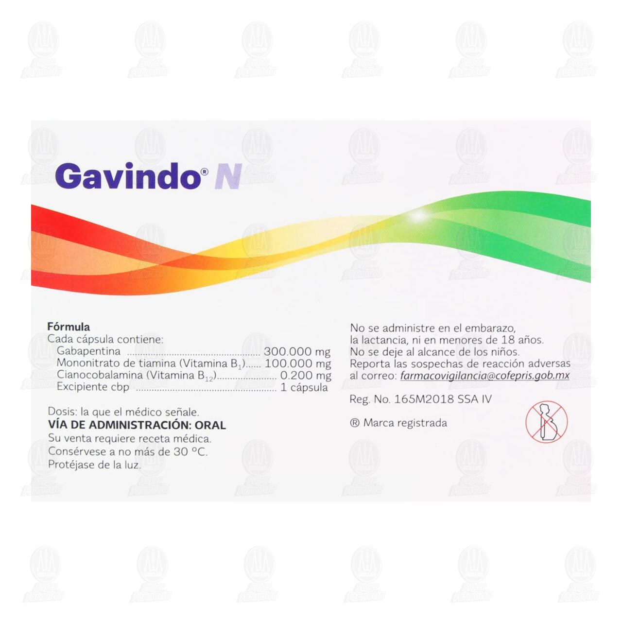 Gavindo N 300/100/0.200 mg, 30 Cápsulas. image number 2