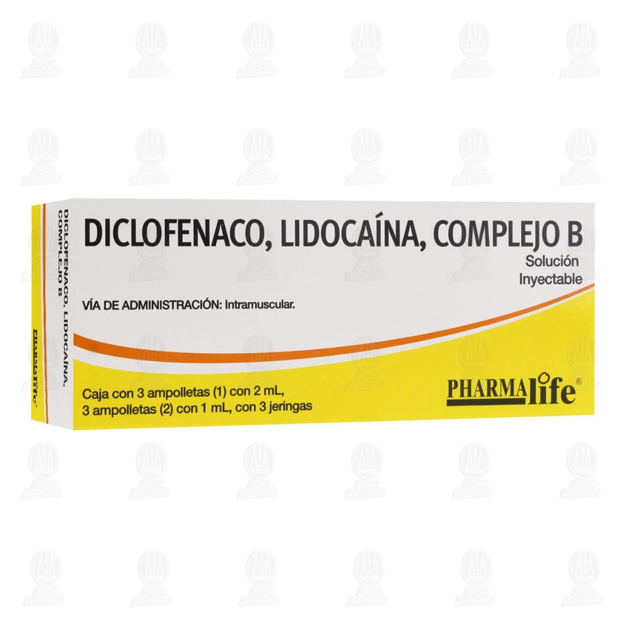 Diclofenaco/Lidoca&iacute;na/Complejo B Soluci&oacute;n Inyectable 6 Ampolletas + 3 Jeringas Pharmalife.