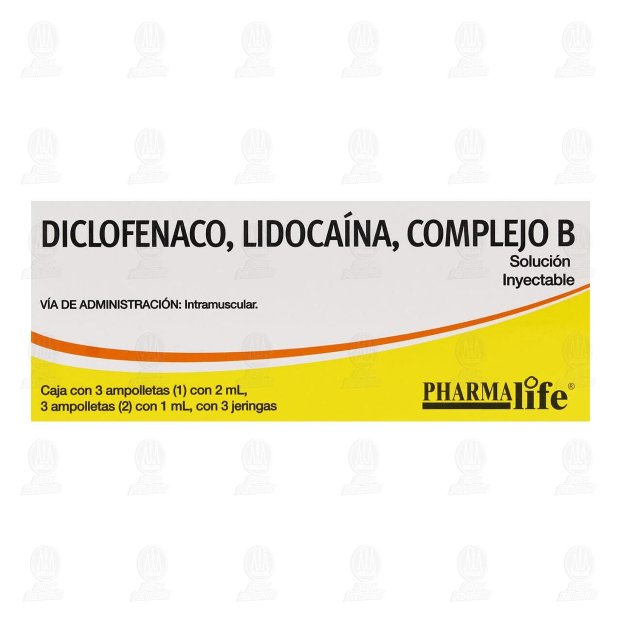 Diclofenaco/Lidoca&iacute;na/Complejo B Soluci&oacute;n Inyectable 6 Ampolletas + 3 Jeringas Pharmalife. image number 1
