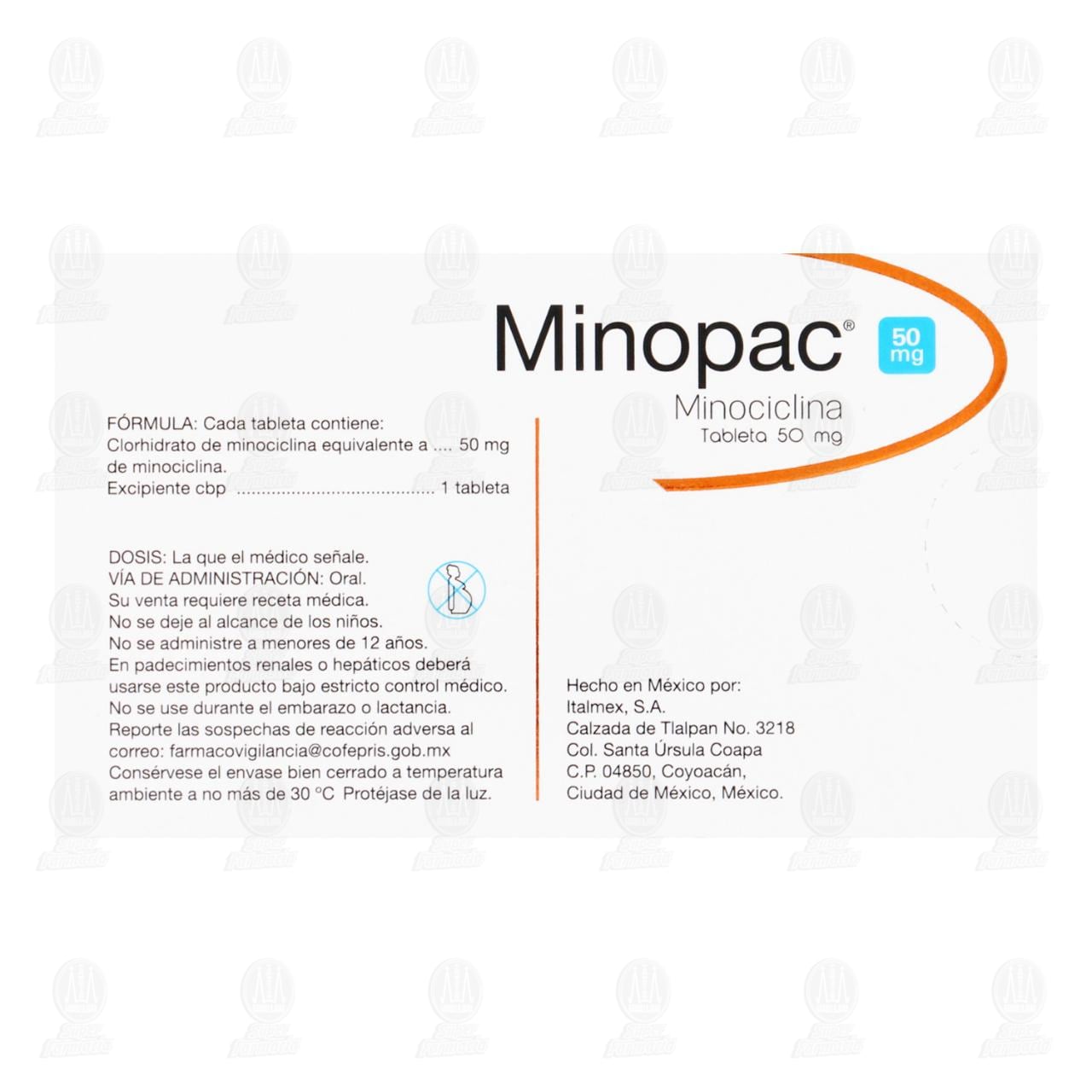 Minopac 50 mg, 30 Tabletas. image number 2