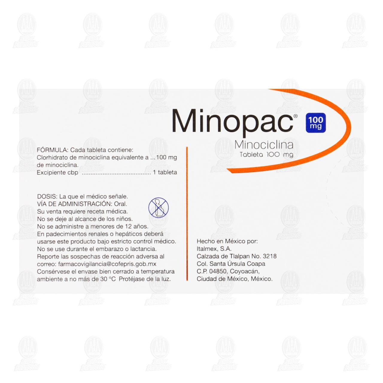 Minopac 100 mg, 30 Tabletas. image number 2