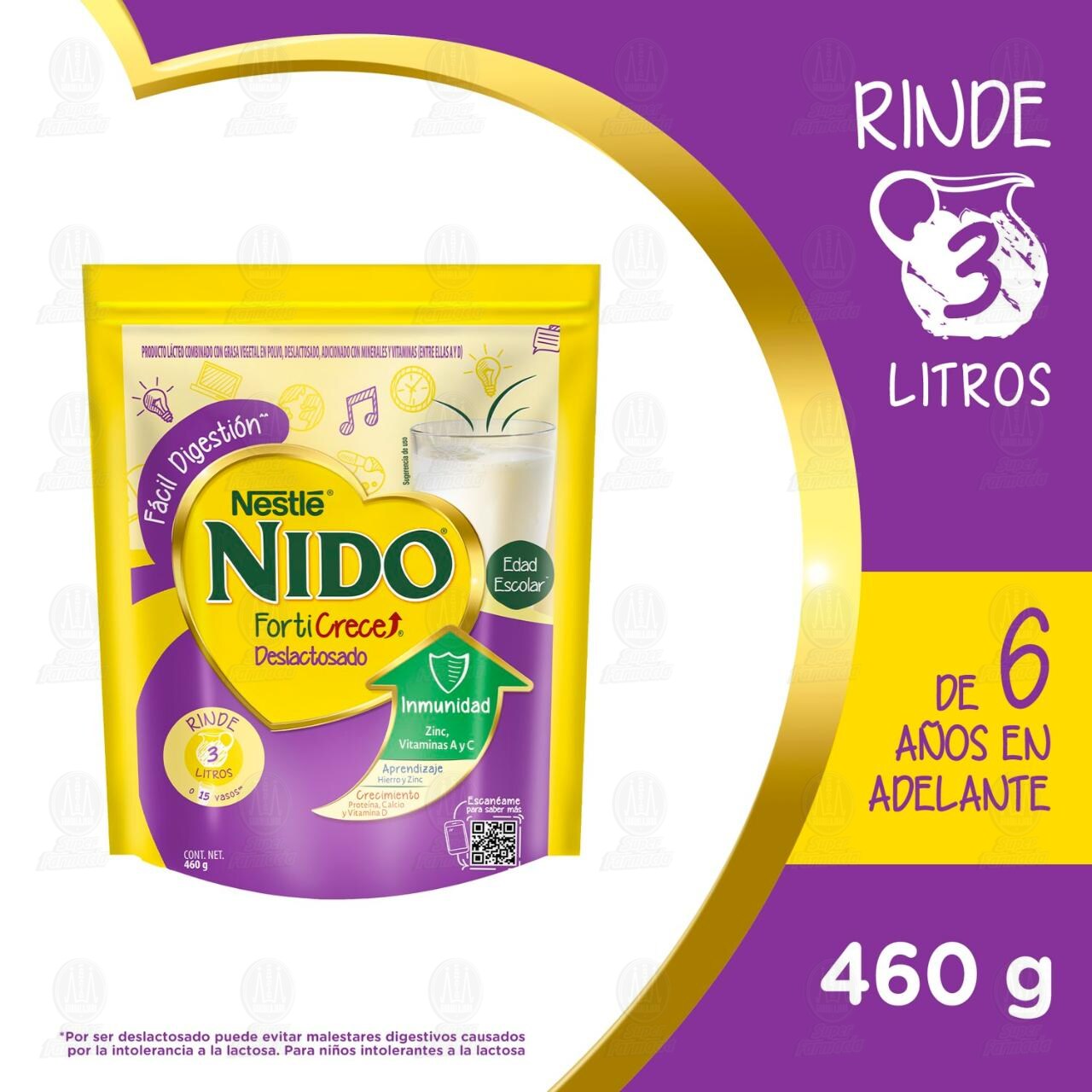 Producto L&aacute;cteo Combinado Nestl&eacute; Nido FortiCrece Deslactosado, 460 gr. image number 2