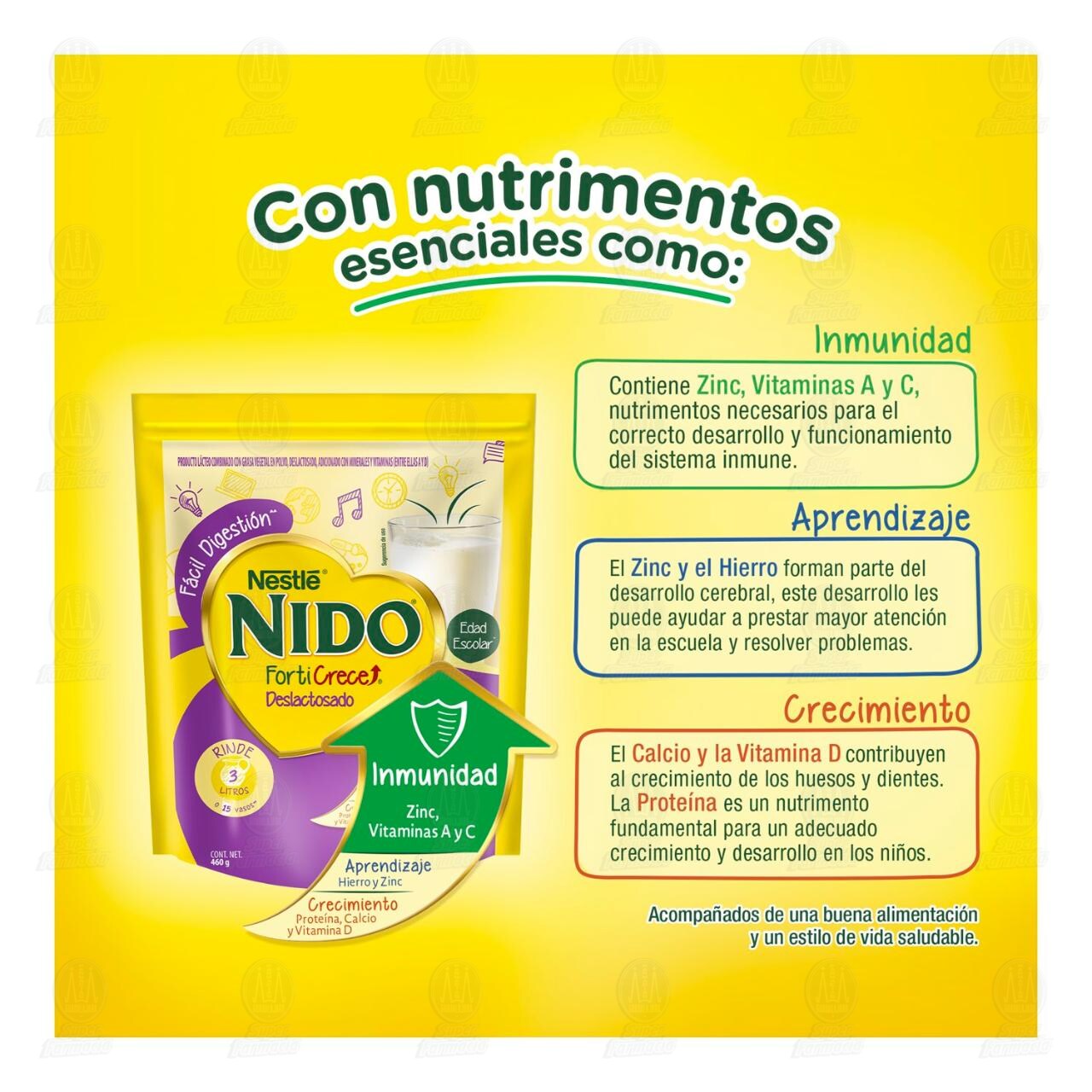 Producto L&aacute;cteo Combinado Nestl&eacute; Nido FortiCrece Deslactosado, 460 gr. image number 3