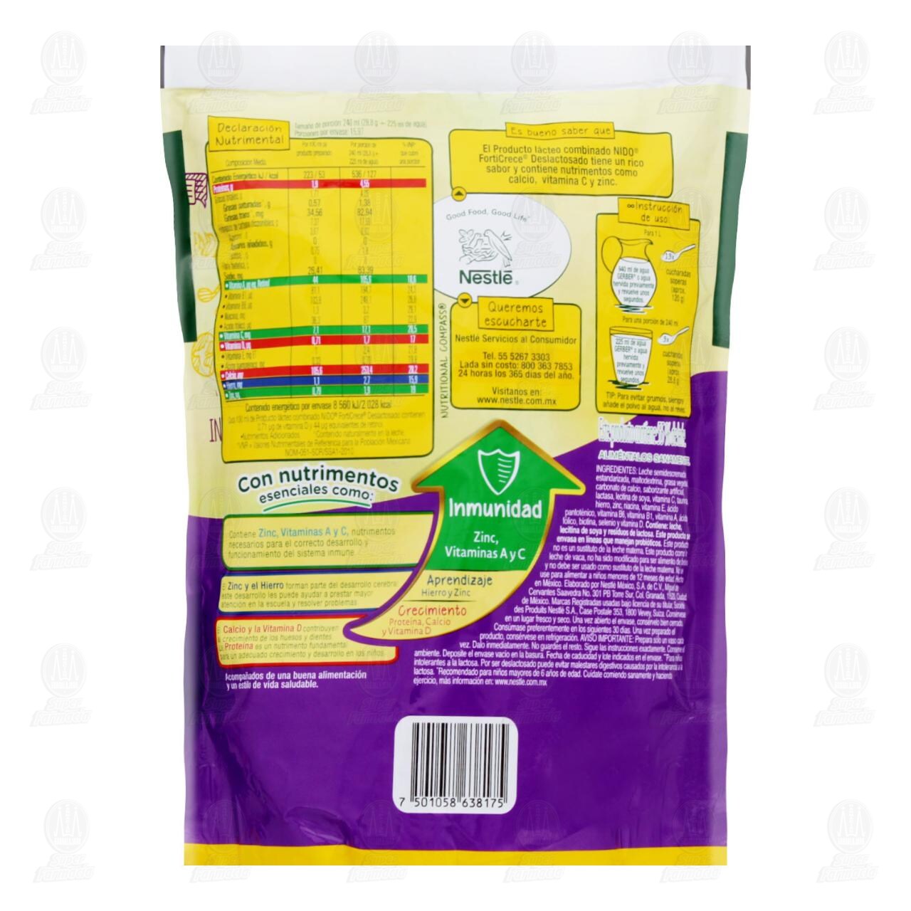 Producto L&aacute;cteo Combinado Nestl&eacute; Nido FortiCrece Deslactosado, 460 gr. image number 1