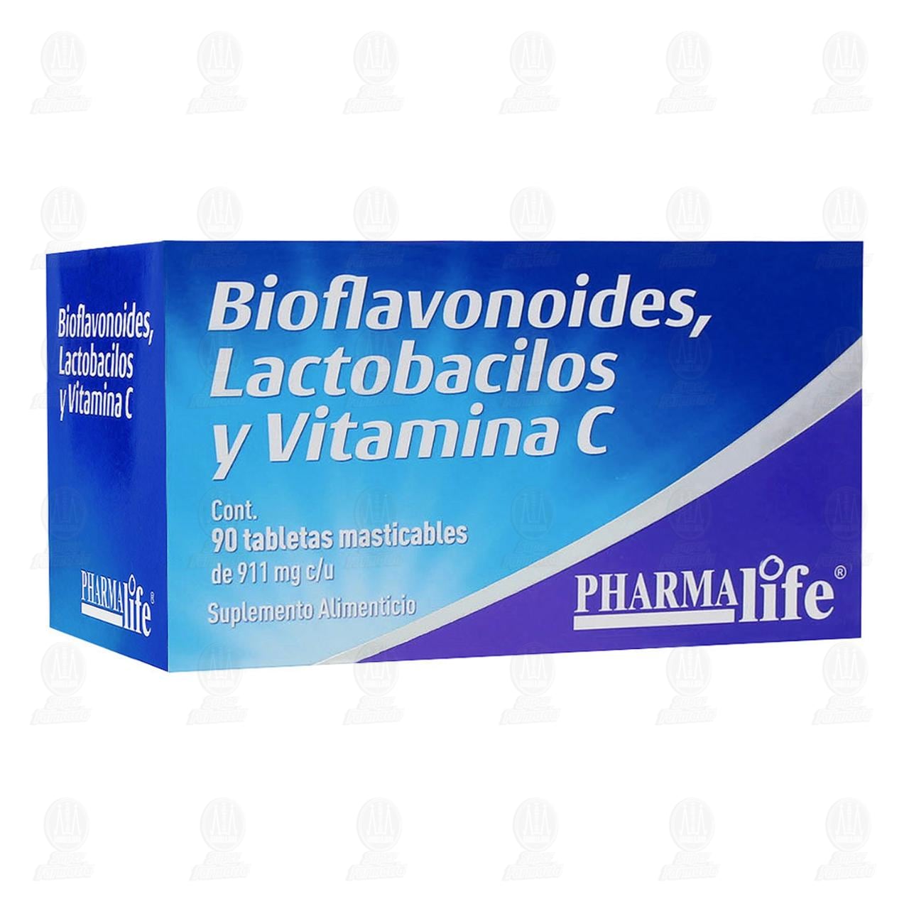 Bioflavonoides/Lactobacilos/Vitamina C, 90 Tabletas Masticables Pharmalife. image number 0