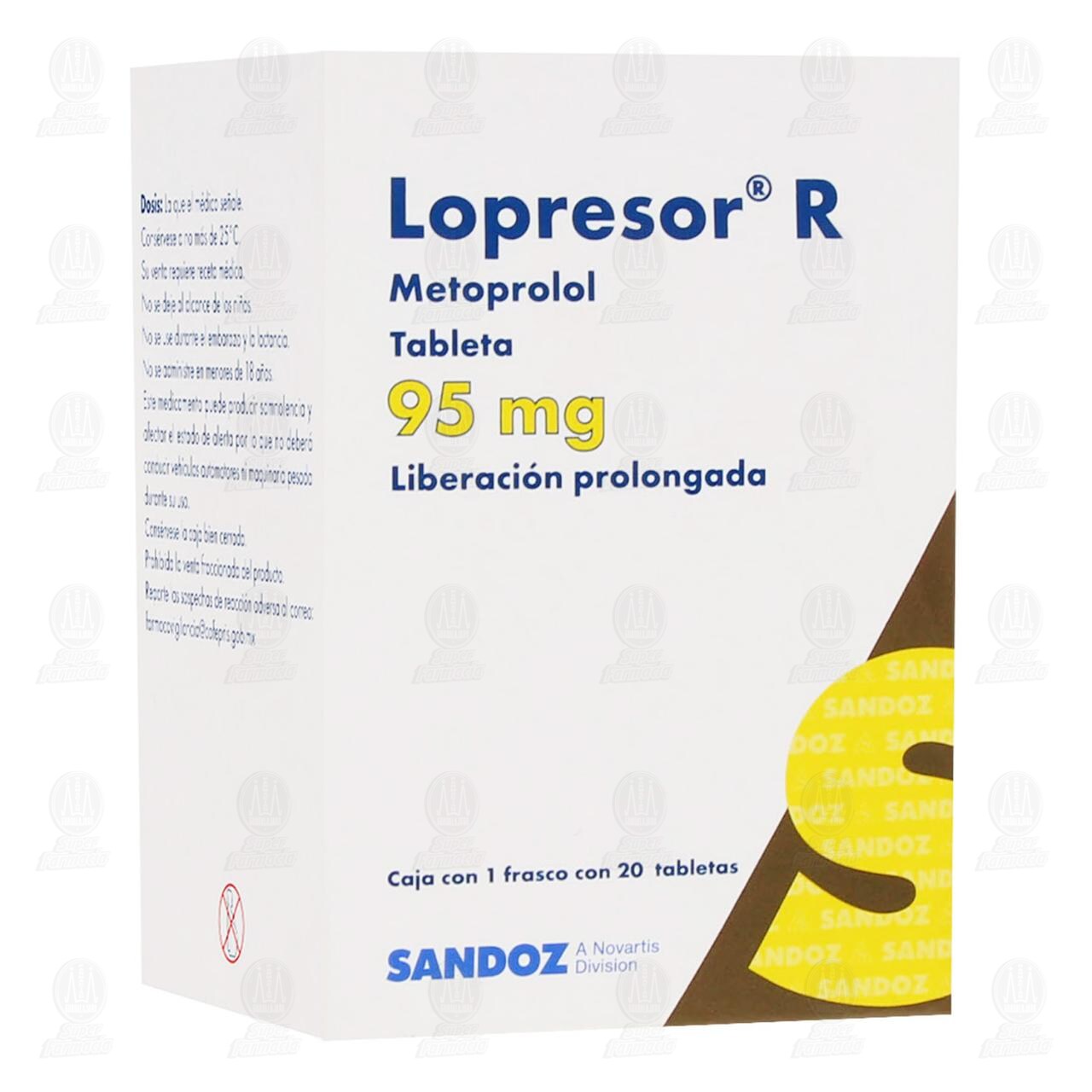 Lopresor R 95 mg, 20 Tabletas. image number 0