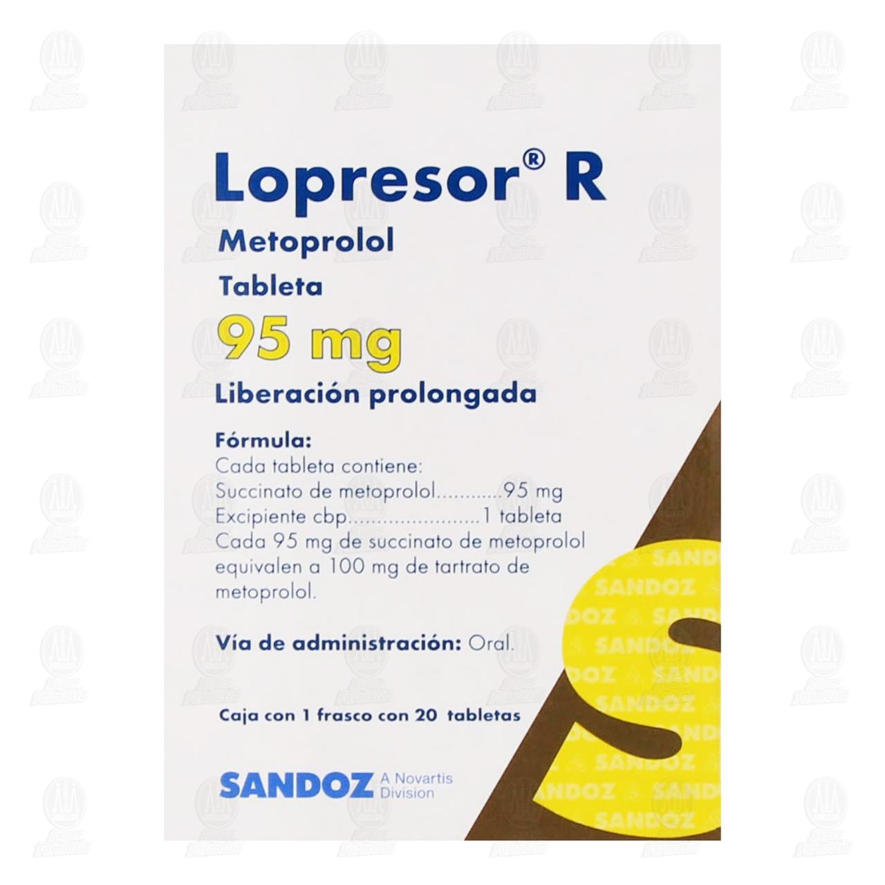 Lopresor R 95 mg, 20 Tabletas. image number 2