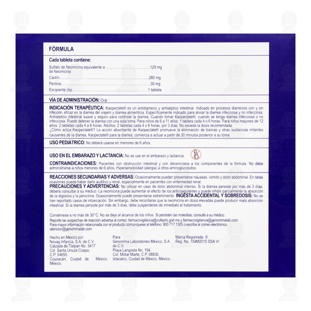 Kaopectate 129mg/280mg/30mg, 10 Tabletas. image number 2