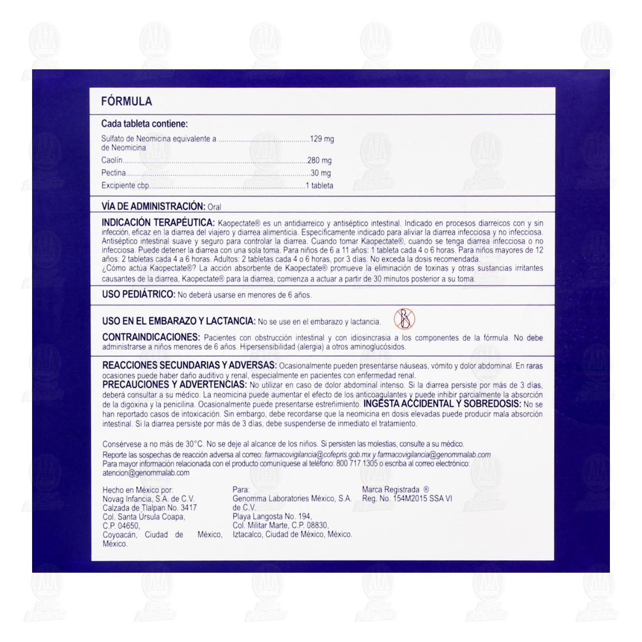 Kaopectate 129mg/280mg/30mg, 10 Tabletas. image number 2