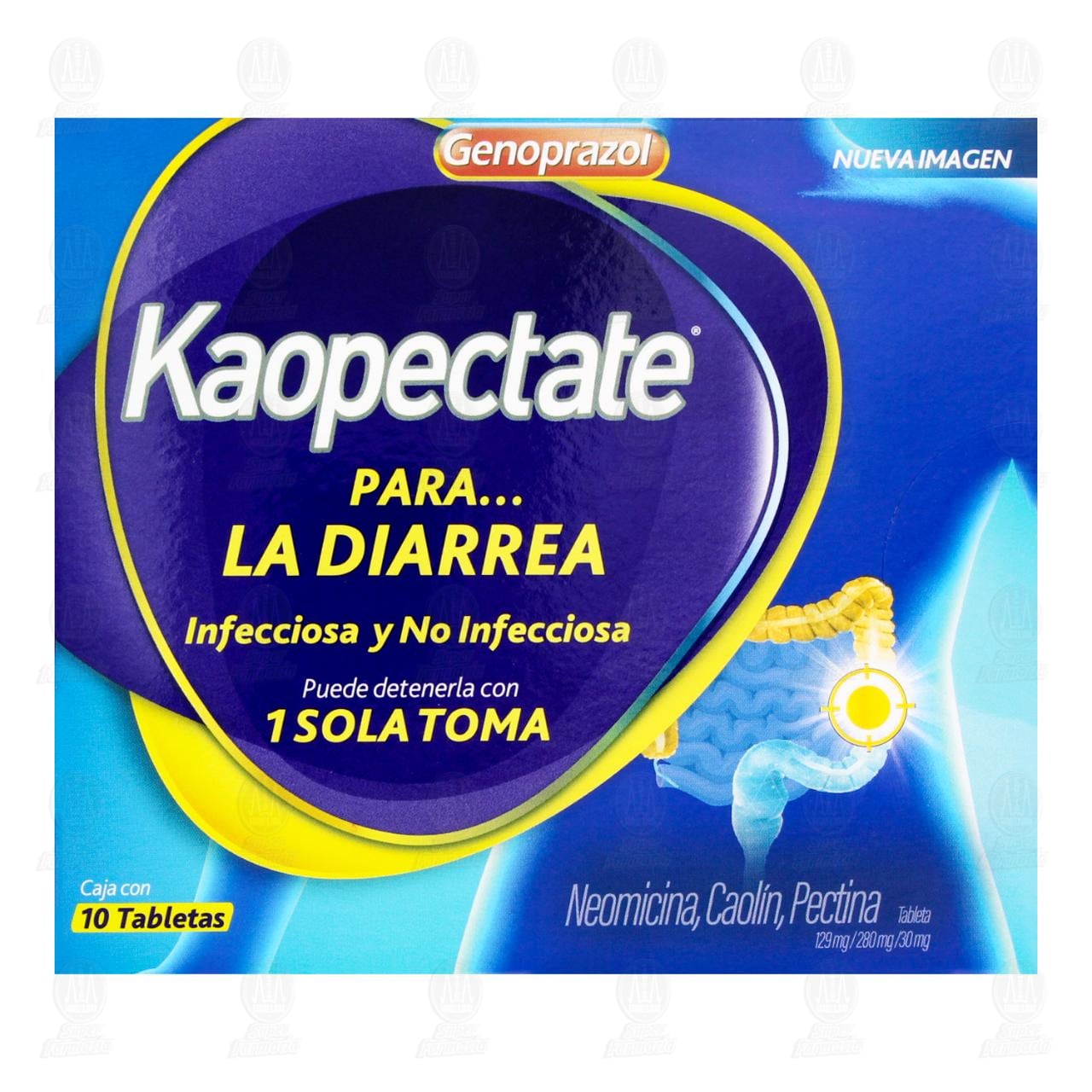 Kaopectate 129mg/280mg/30mg, 10 Tabletas. image number 1
