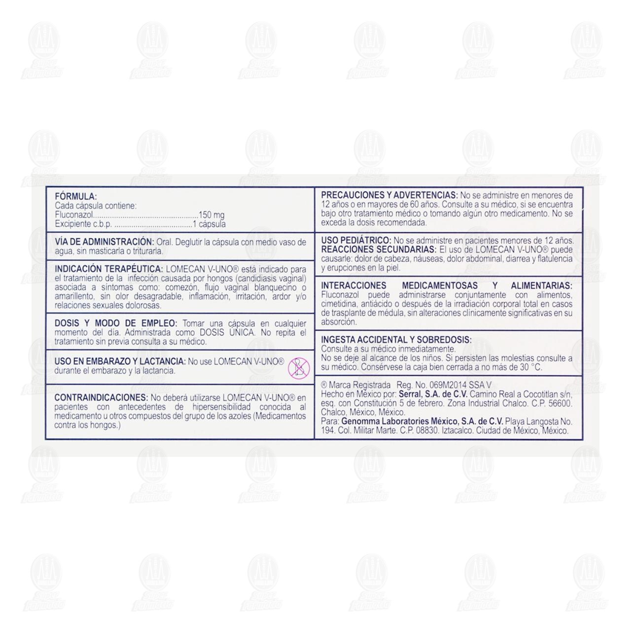 Lomecan V-Uno 150 mg, 1 Tableta. image number 2