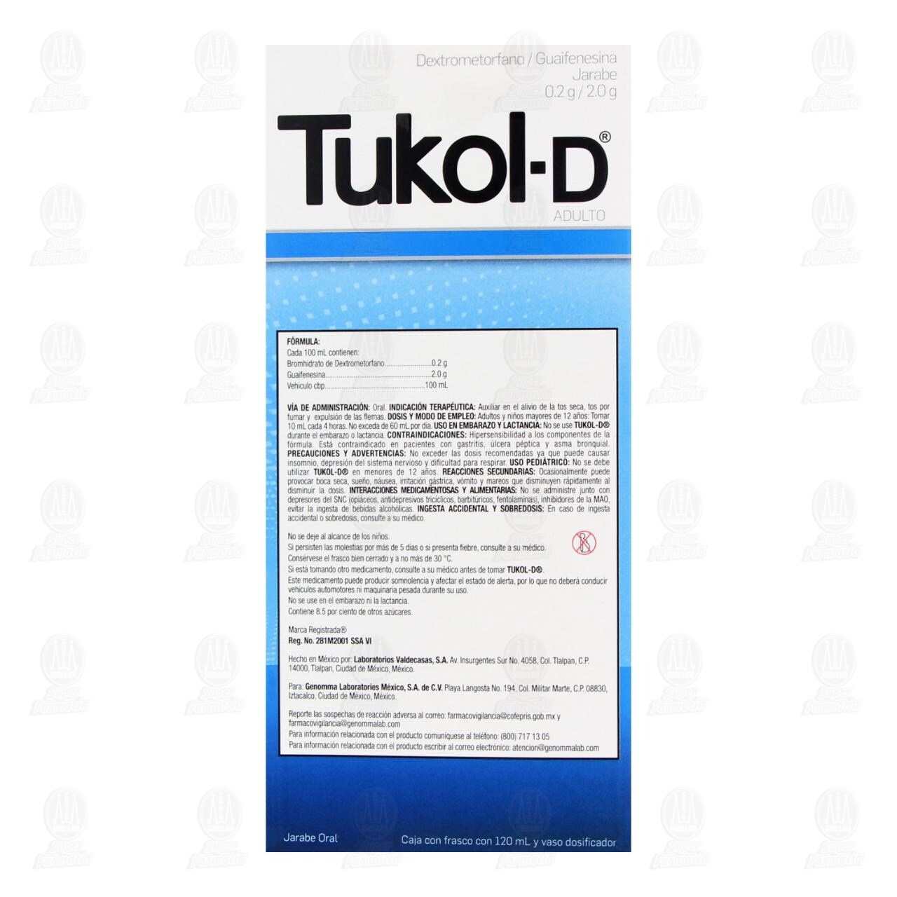 Tukol-D Jarabe Adulto 0% Az&uacute;car, 120 ml. image number 2