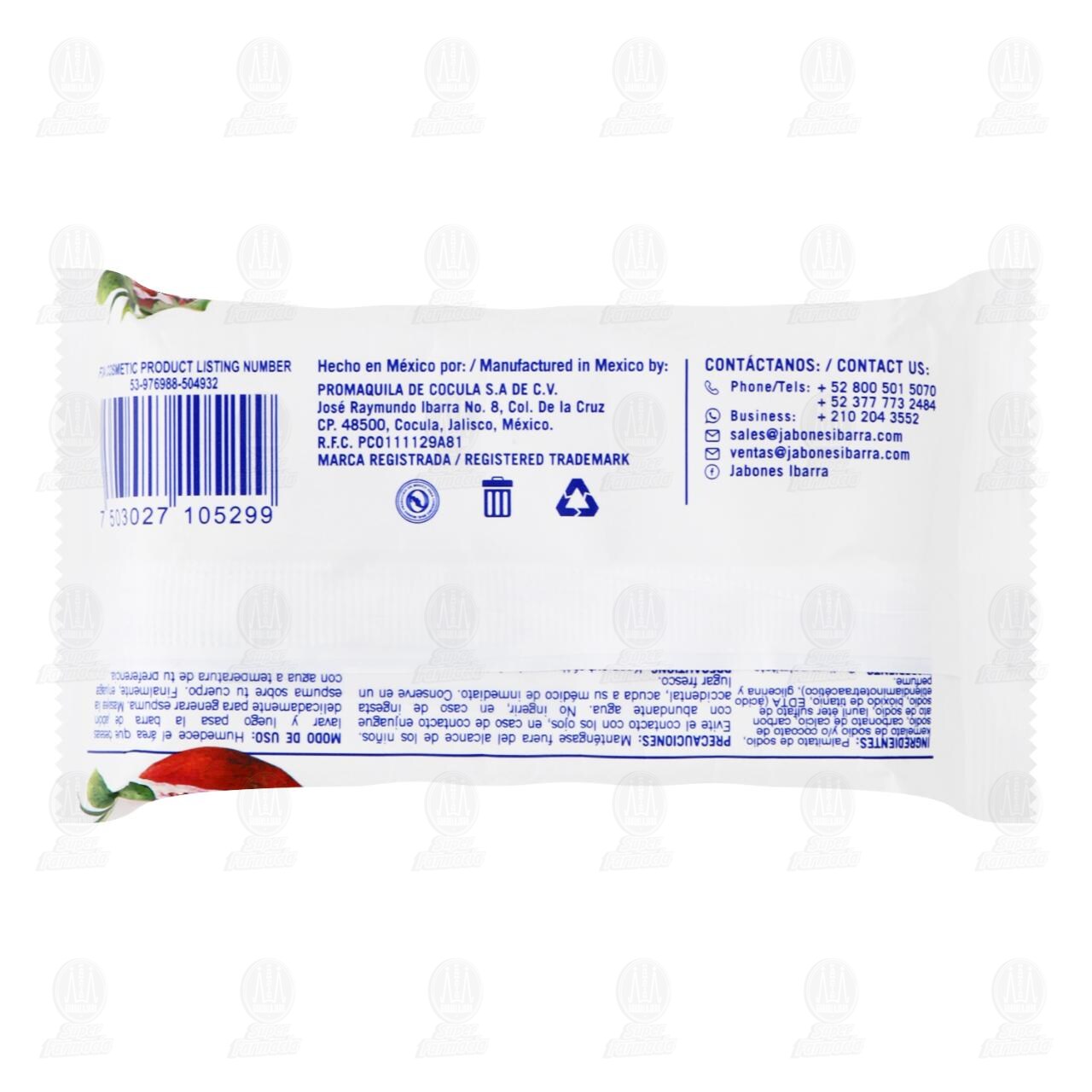 Jab&oacute;n de Tocador Ibarra Frescura Frutal, 125 gr. image number 1