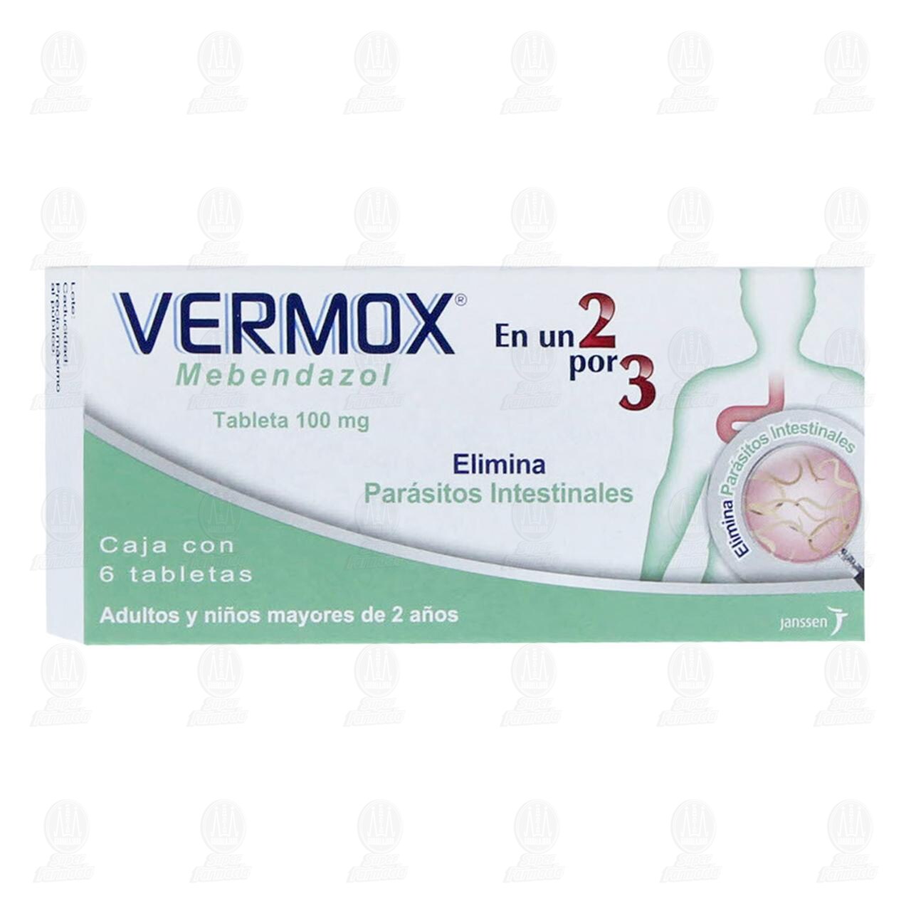 Vermox 100 mg, 6 Tabletas.
