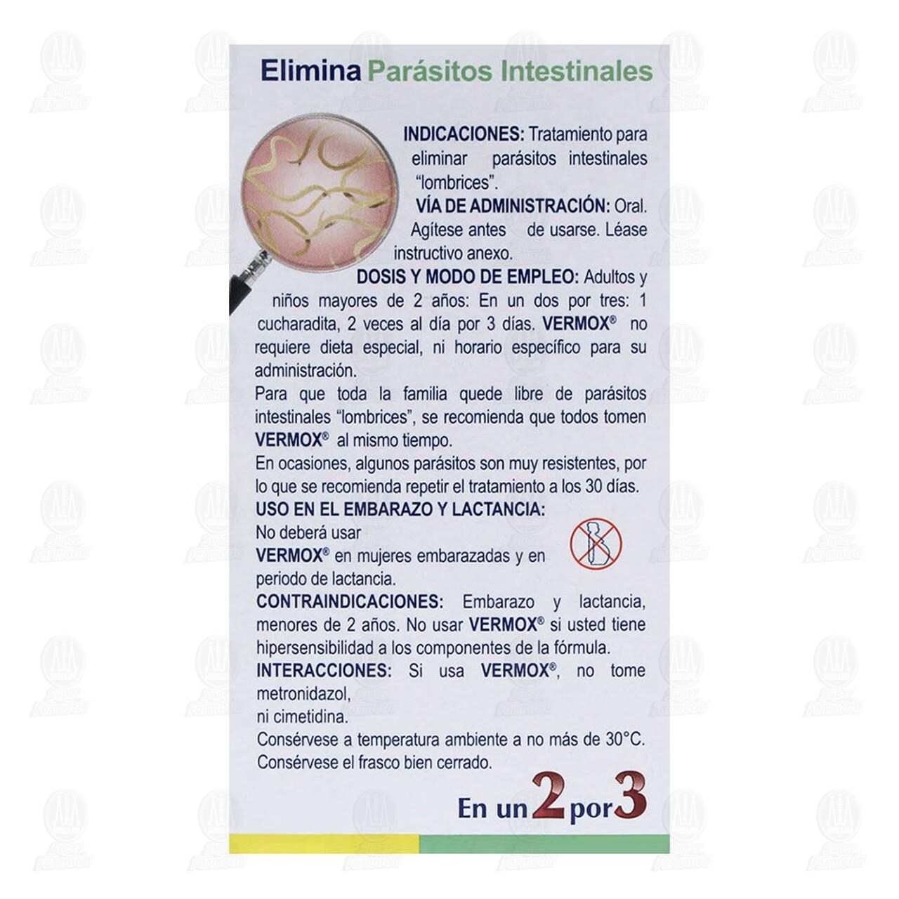 Vermox 20mg/ml Suspensión Sabor Plátano, 30 ml. image number 2
