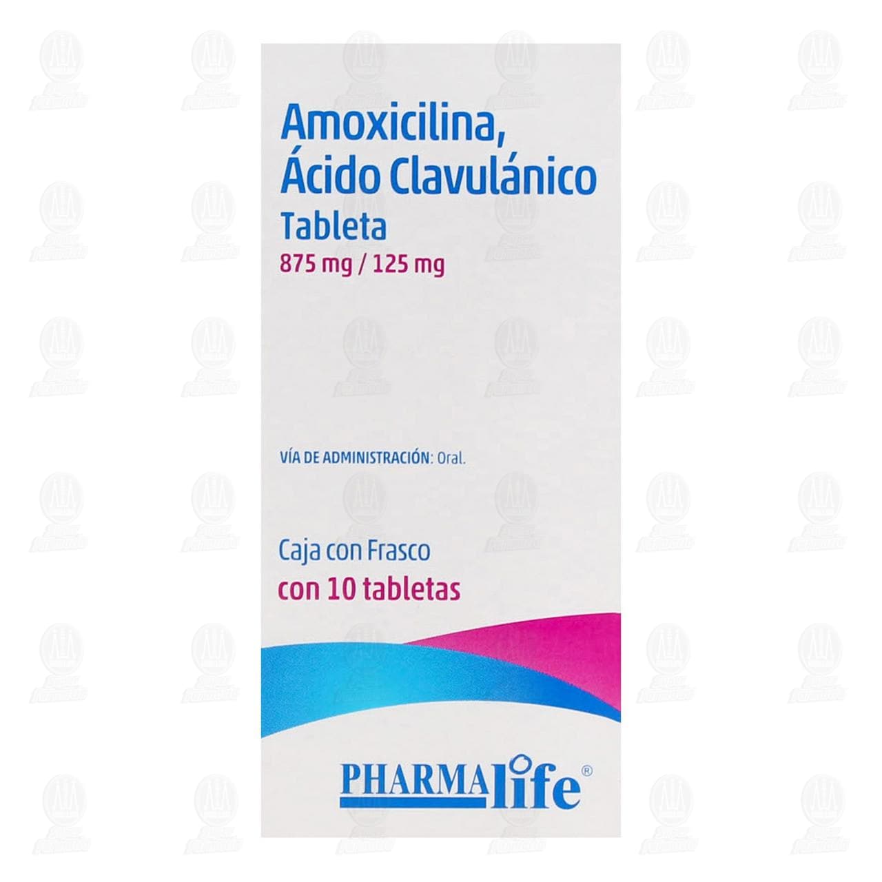 Amoxicilina, Ácido Clavulánico 875mg/125mg, 10 Tabletas Pharmalife. image number 1