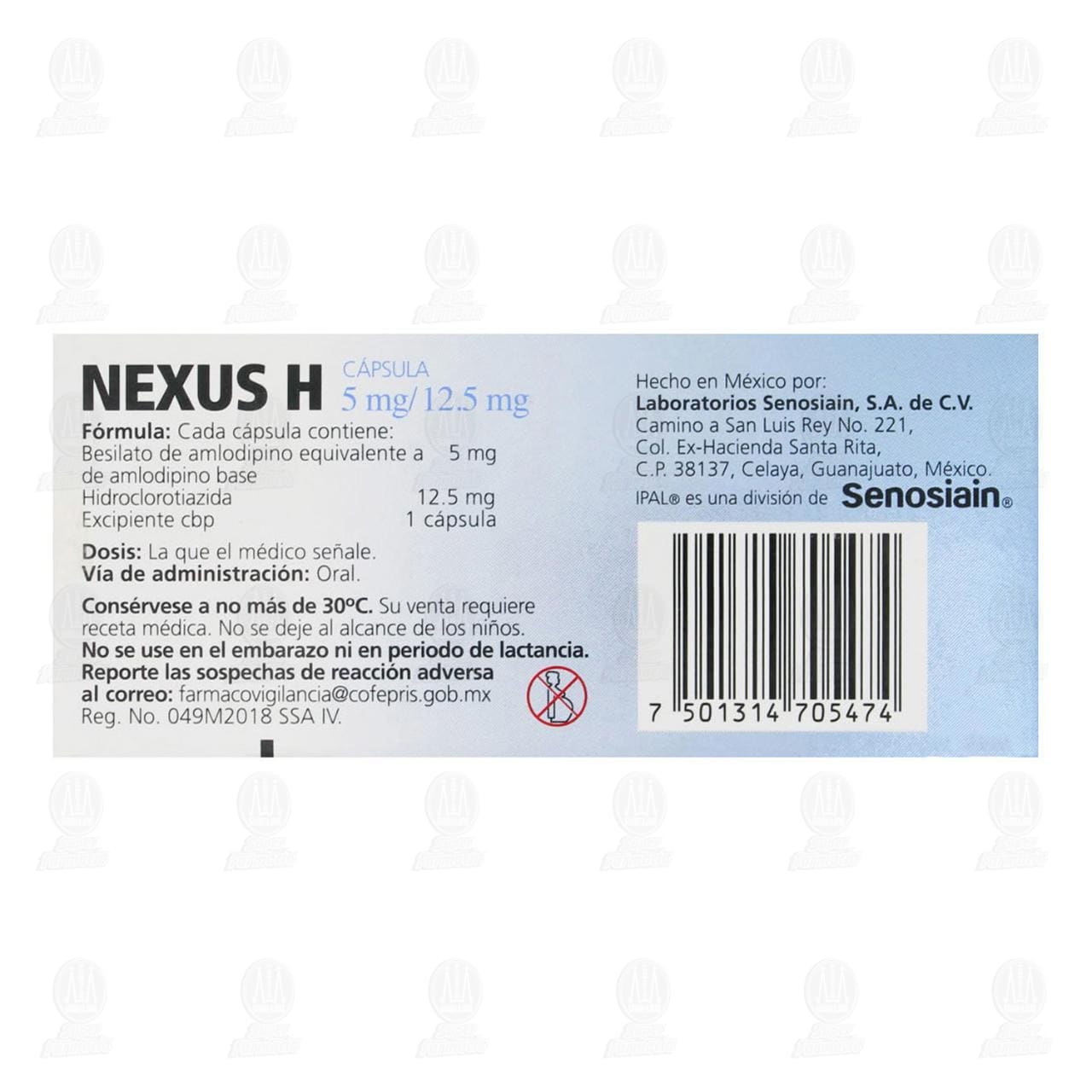 Nexus-H 5mg/12.5mg, 30 C&aacute;psulas. image number 2