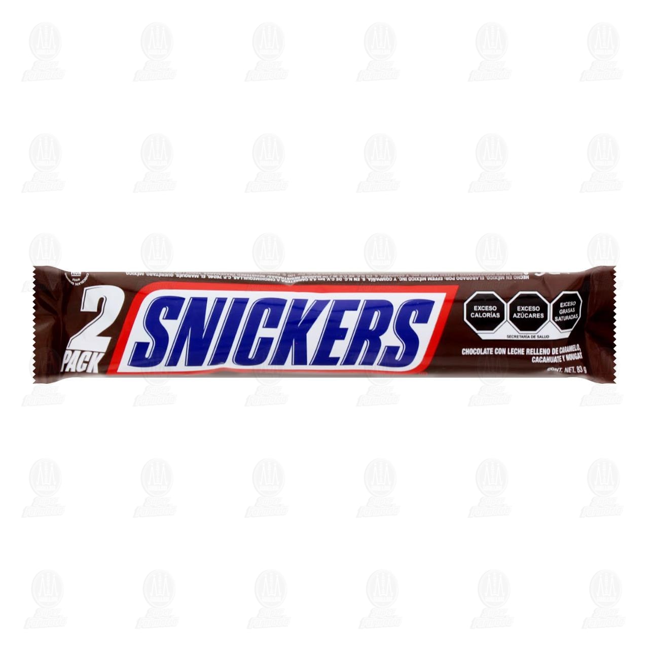Imagen para 2 Pack Chocolate Snickers con Caramelo, Cacahuate y Nougat, 2 pzas de 41.5 gr c/u.