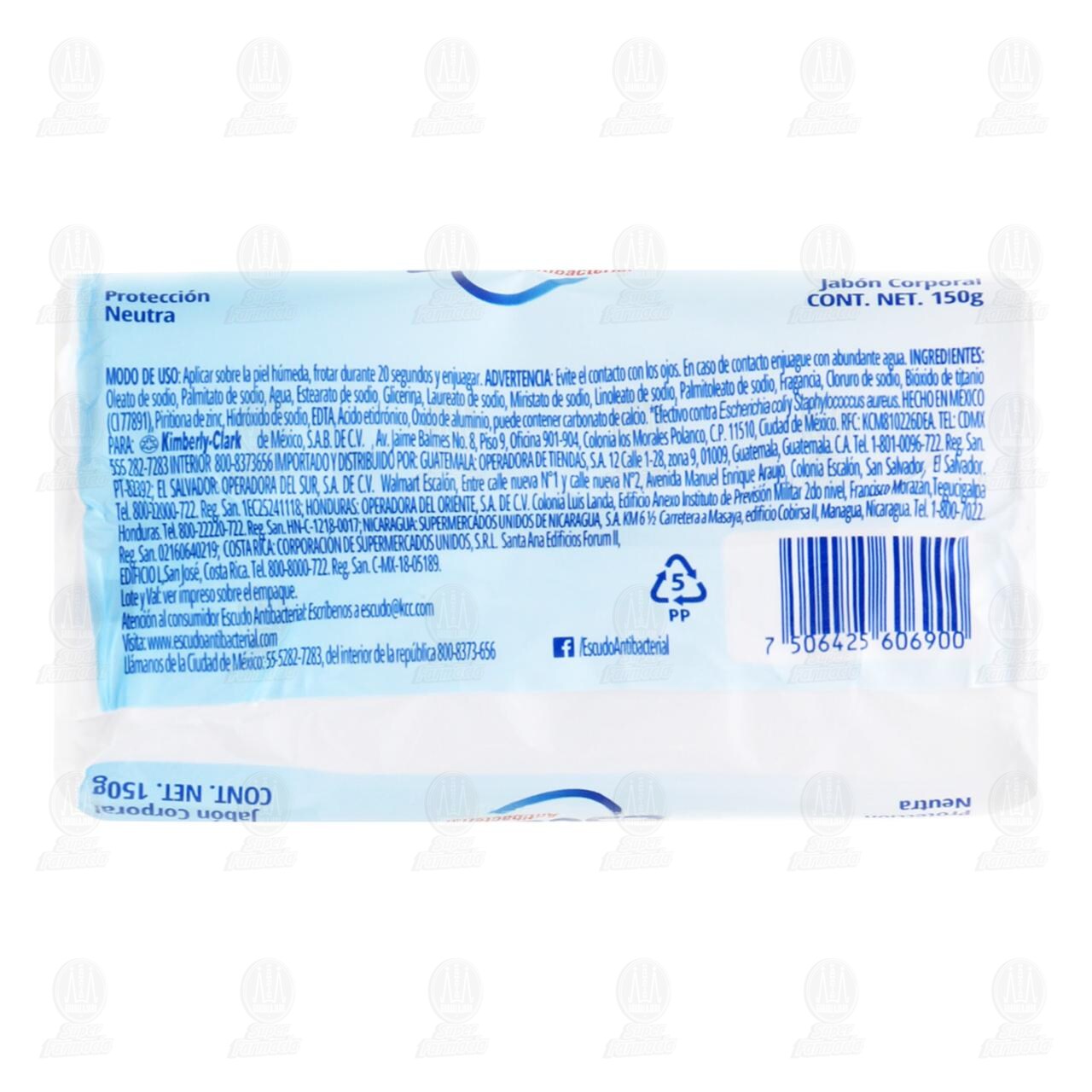 Jab&oacute;n Corporal Escudo Antibacterial Protecci&oacute;n Neutra, 150 gr. image number 1