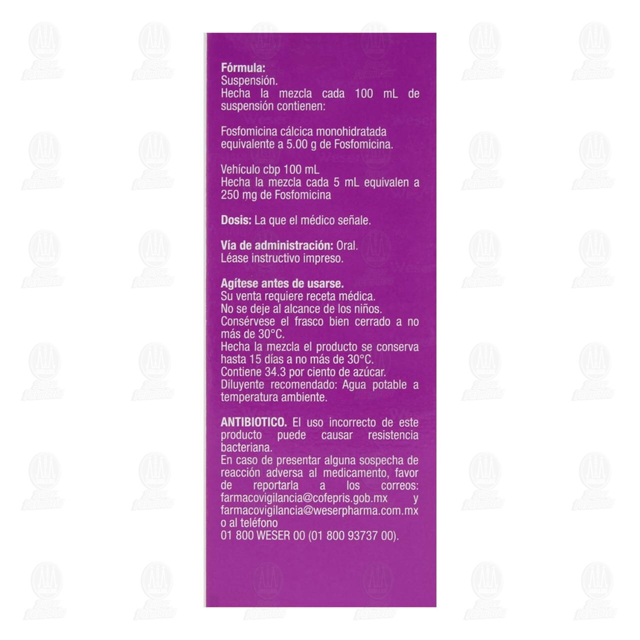 Fossin 250mg/5ml Suspensi&oacute;n, 120 ml. image number 3