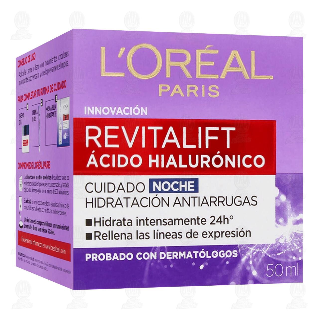Crema Facial L'Oréal Revitalift Ácido Hialurónico Cuidado Noche, 50 ml. image number 0