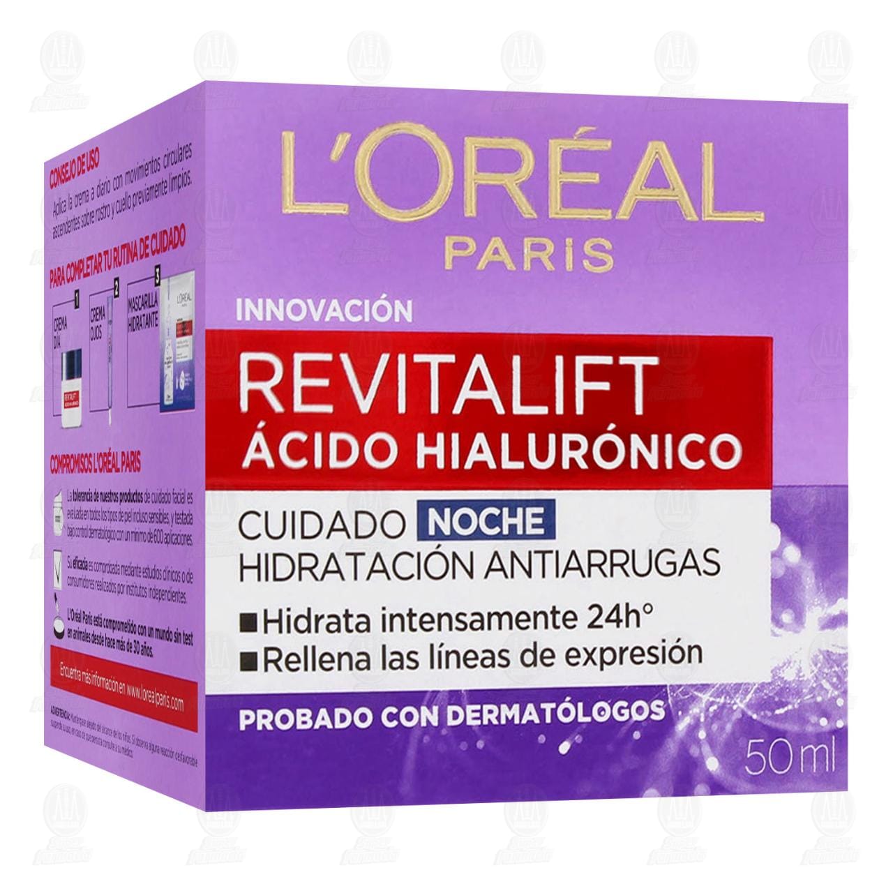Crema Facial L'Oréal Revitalift Ácido Hialurónico Cuidado Noche, 50 ml. image number 0