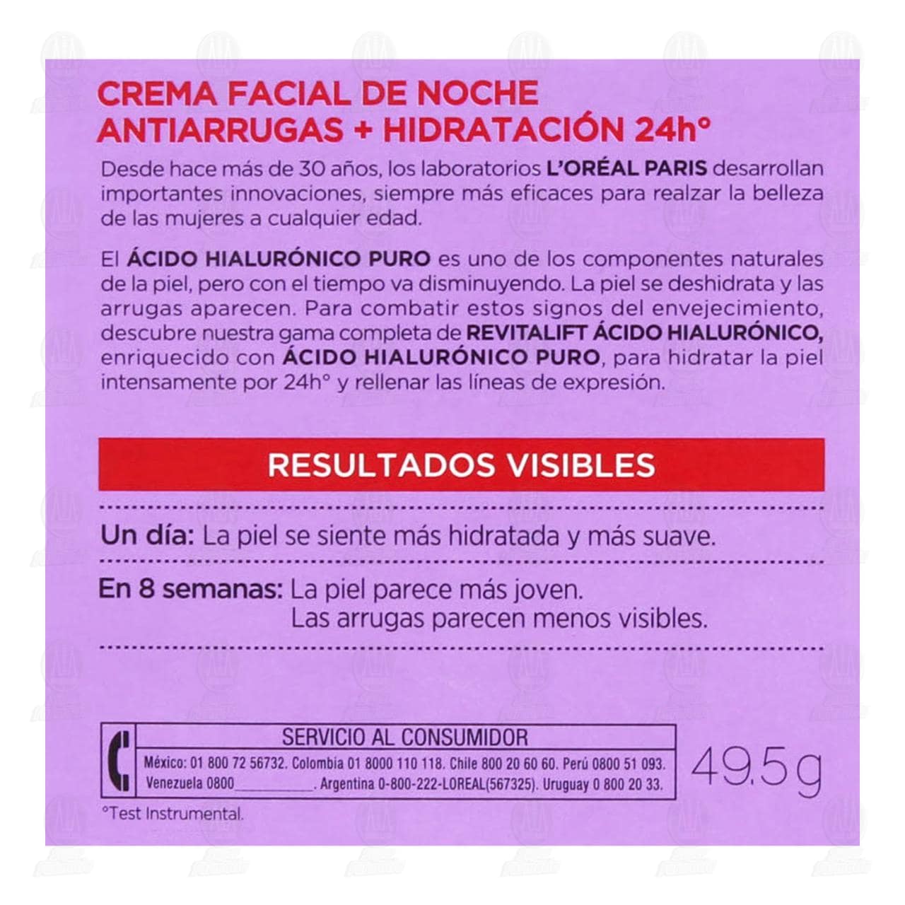 Crema Facial L'Oréal Revitalift Ácido Hialurónico Cuidado Noche, 50 ml. image number 2
