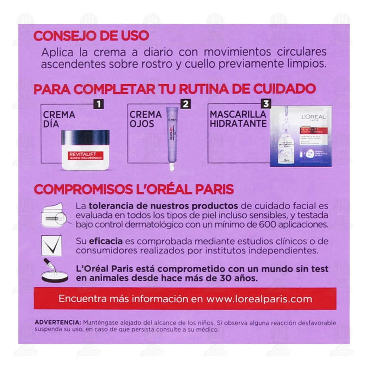 Crema Facial L'Oréal Revitalift Ácido Hialurónico Cuidado Noche, 50 ml. image number 3