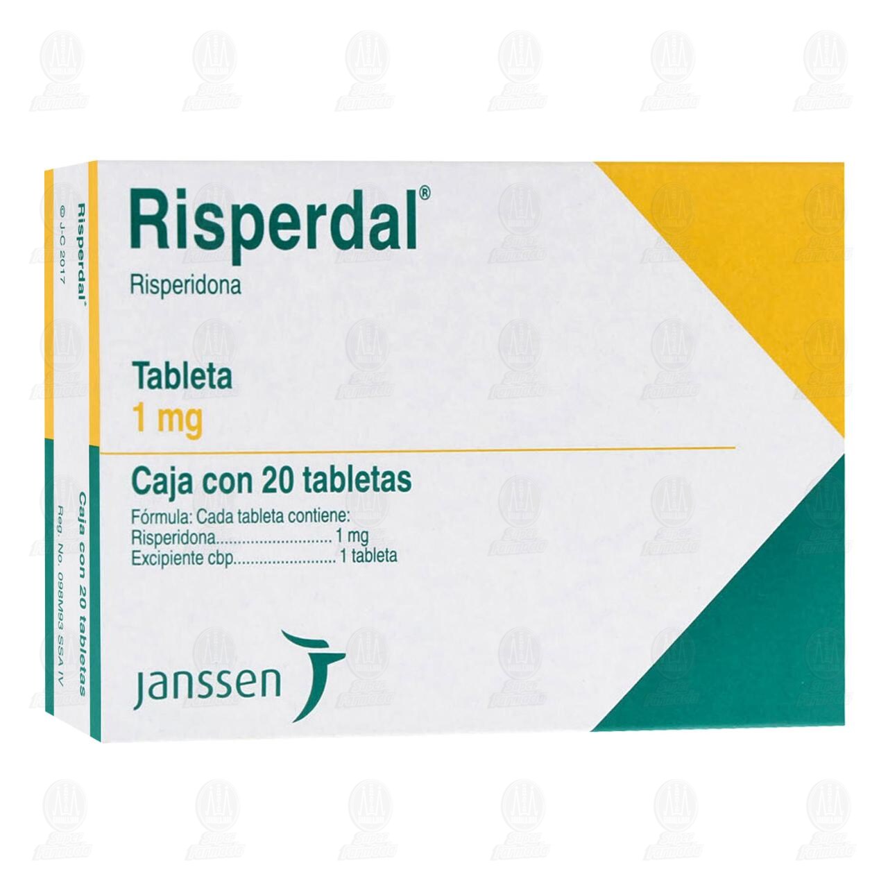Risperdal 1 mg, 20 Tabletas. image number 0