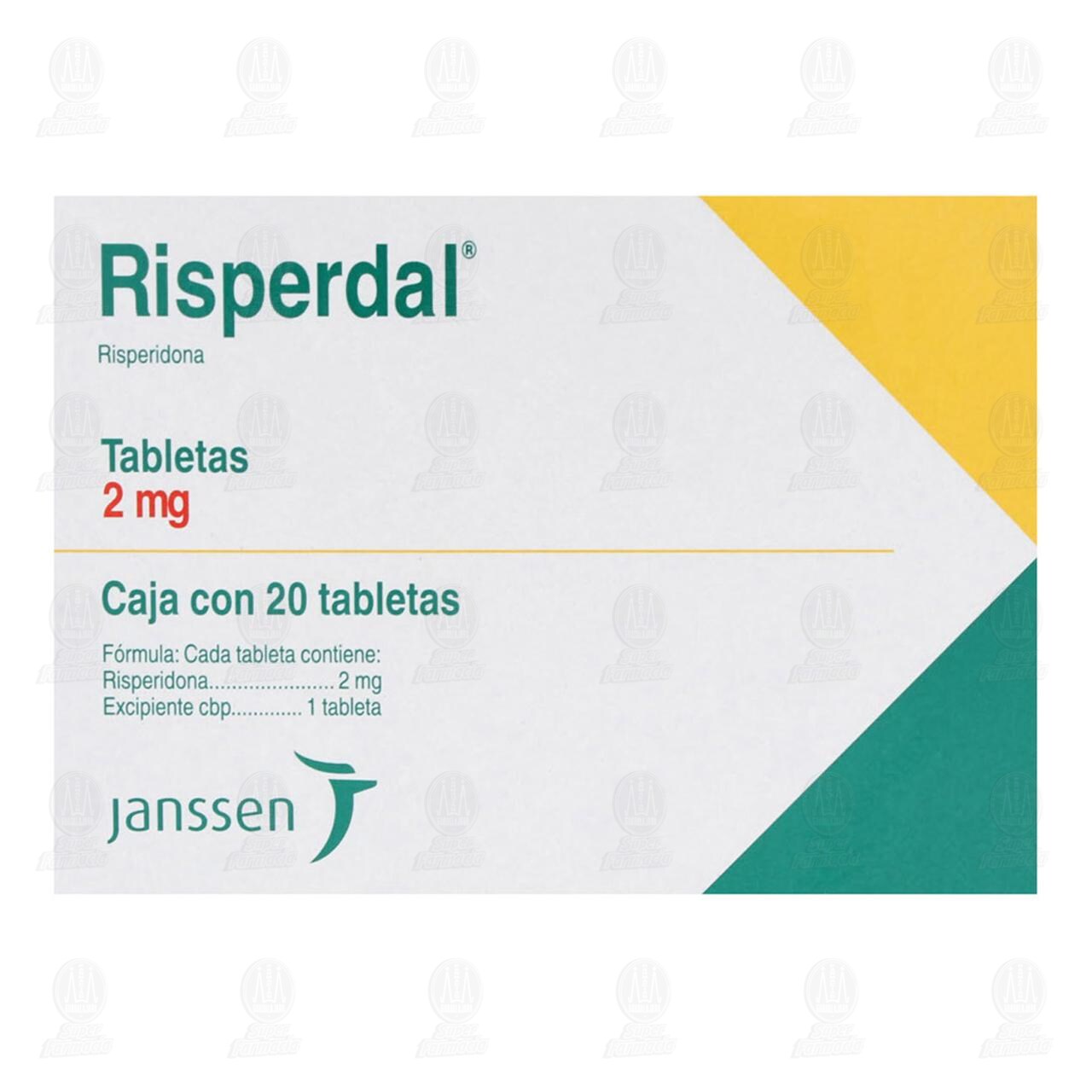 Risperdal 2 mg, 20 Tabletas. image number 1