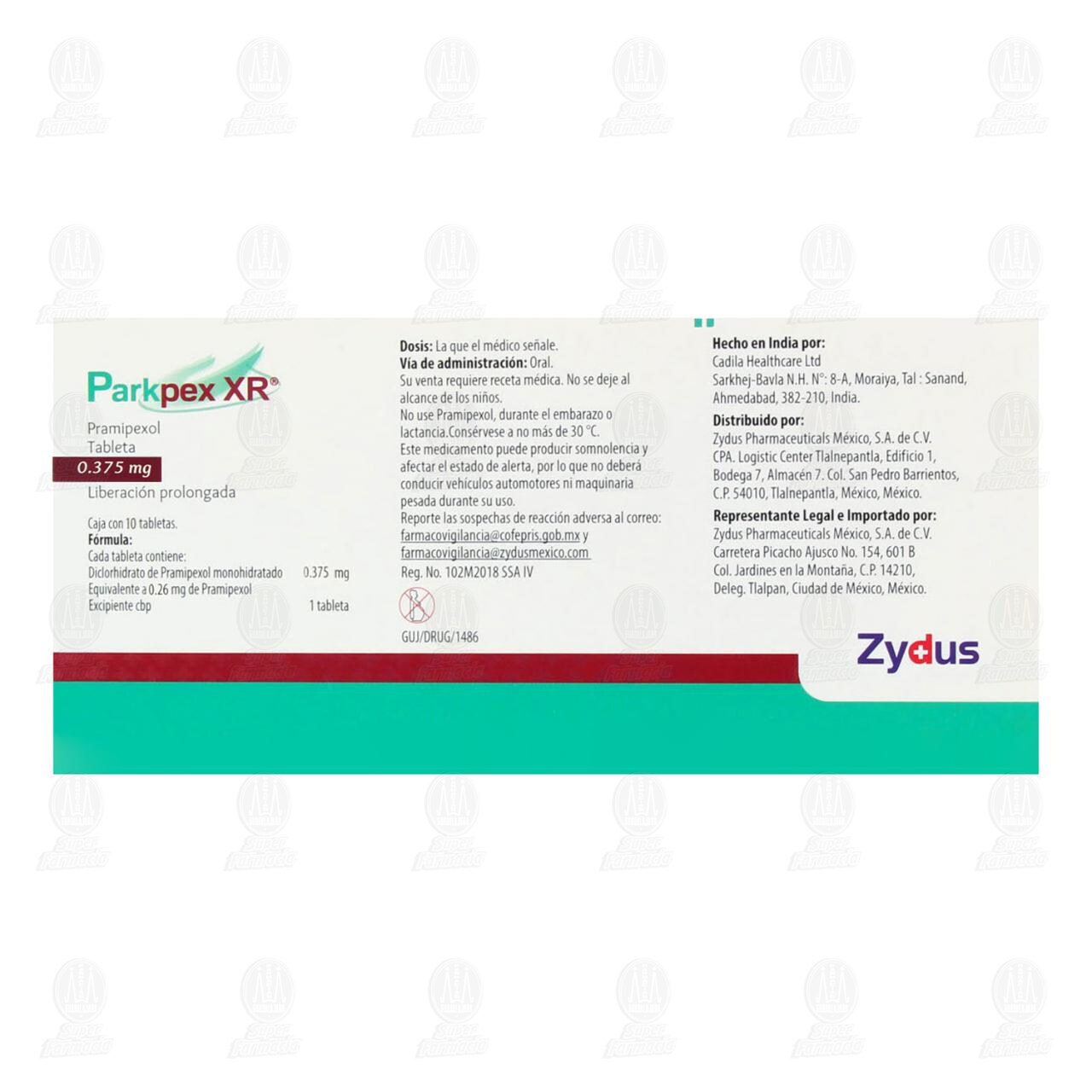 Parkpex XR 0.375 mg, 10 Tabletas. image number 2