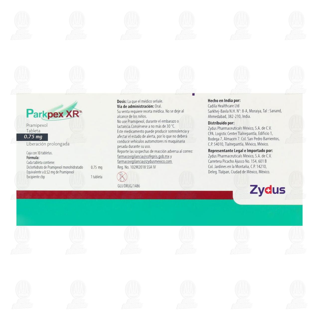 Parkpex XR 0.75 mg, 10 Tabletas. image number 2