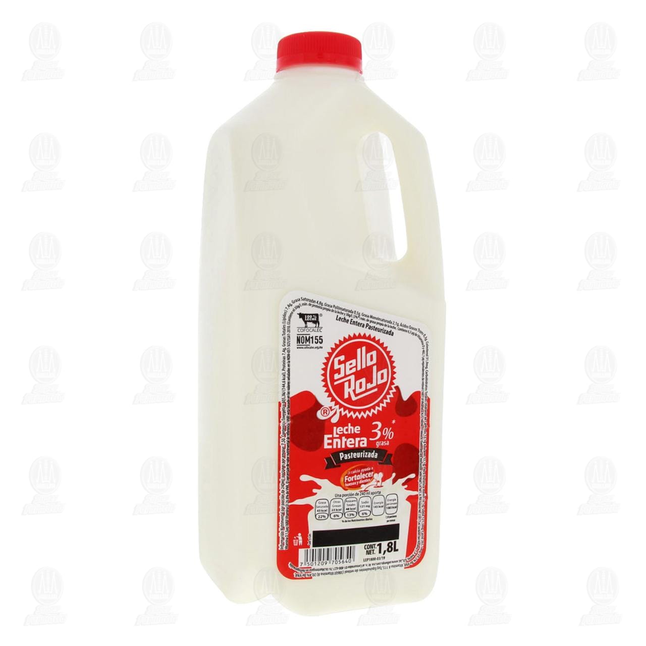 Imagen para Leche Sello Rojo entera pasteurizada adicionada con vitaminas A y D, con 3% grasa. Bote con 1.8 litros.