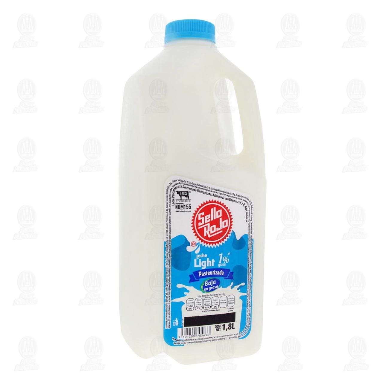 Imagen para Leche Sello Rojo Light parcialmente descremada pasteurizada adicionada con vitaminas A y D, con 1% grasa. Bote con 1.8 litros.