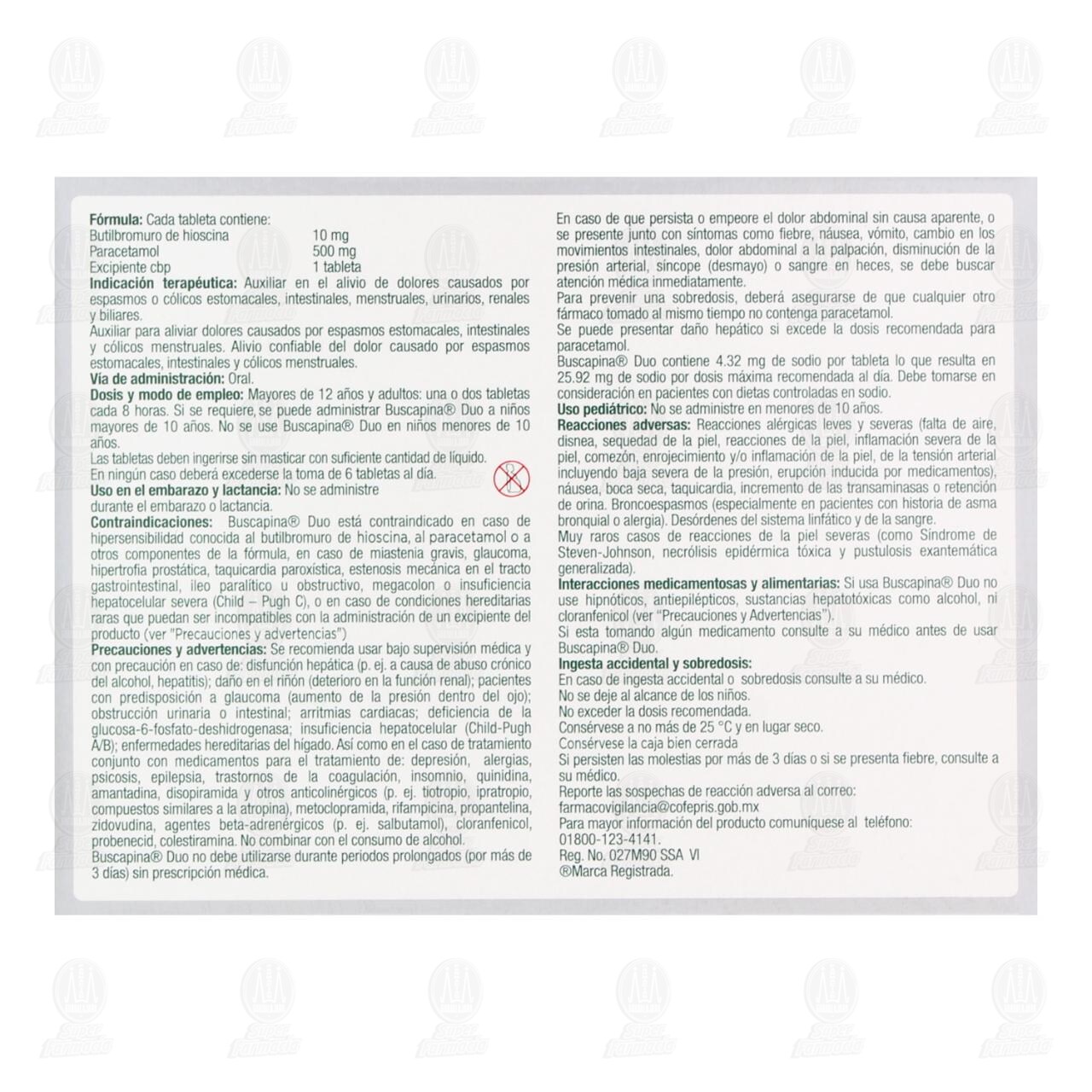 Buscapina Duo 10mg/500mg, 10 Tabletas. image number 2