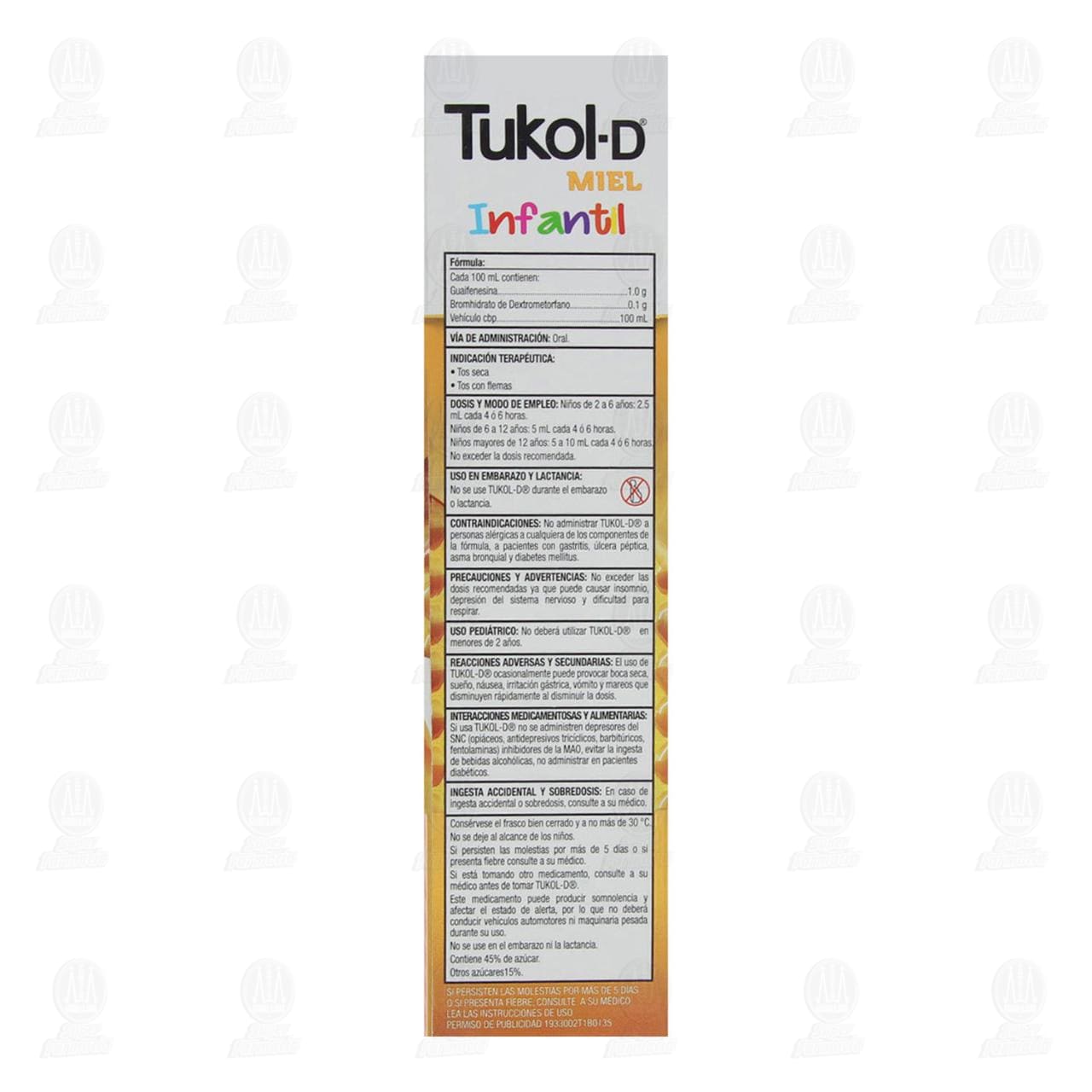 Tukol-D Miel Jarabe Infantil, 120 ml. image number 3