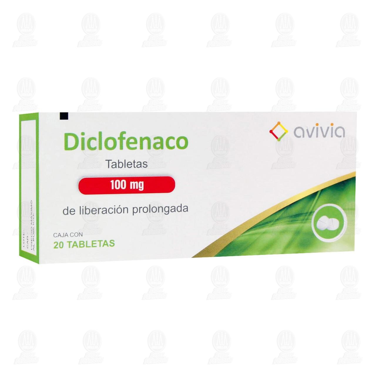 Diclofenaco 100 mg, 20 Tabletas. image number 0