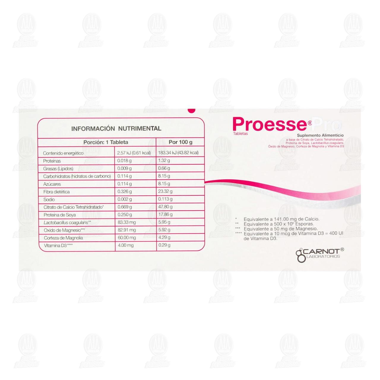 Suplemento Alimenticio Proesse Pro 1400 mg, 30 Tabletas. image number 2