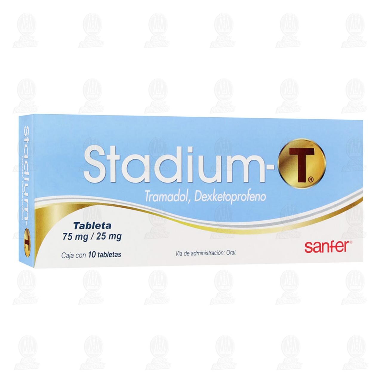 Stadium-T 75mg/25mg, 10 Tabletas. image number 0