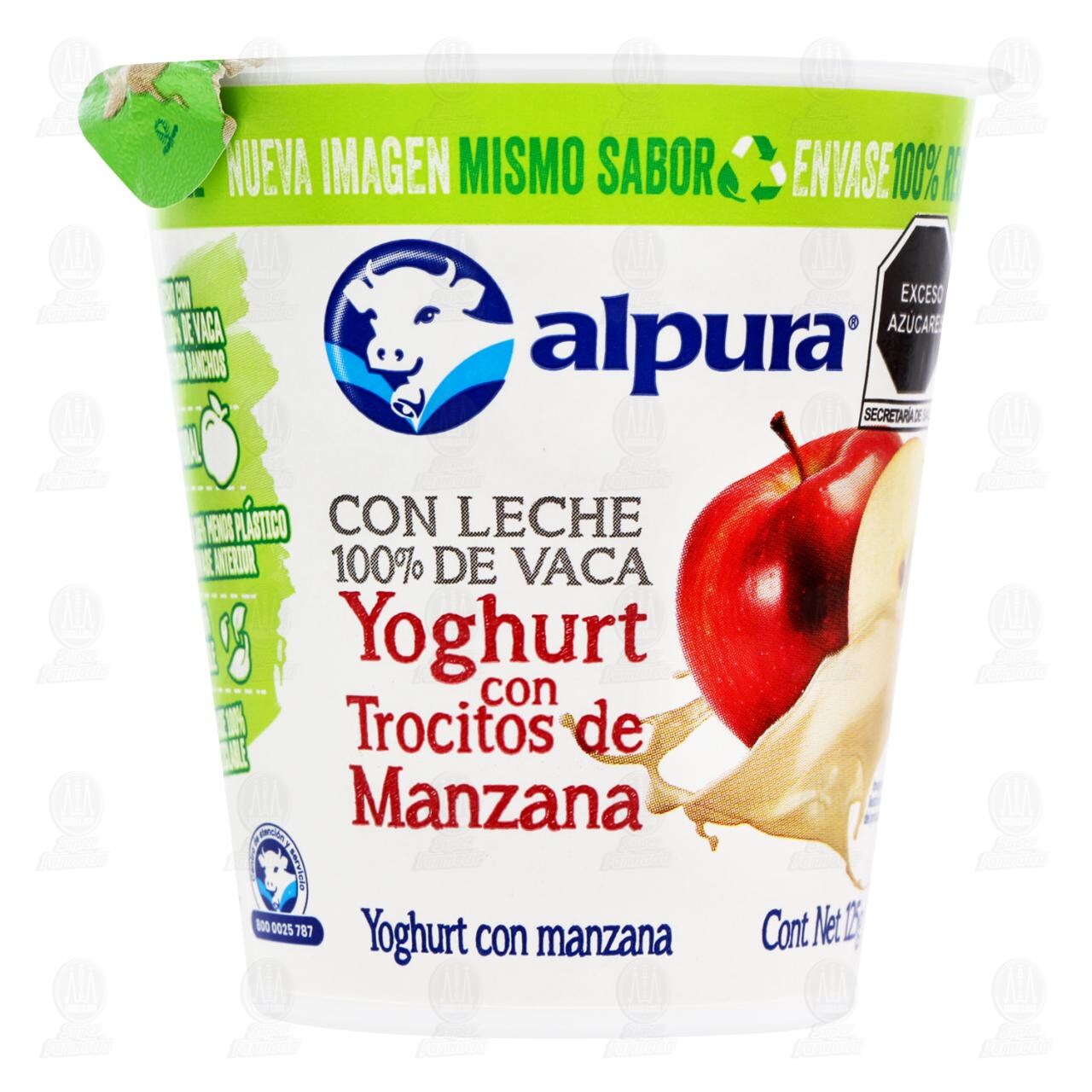 Yoghurt Alpura con Trocitos de Manzana, 125 gr.