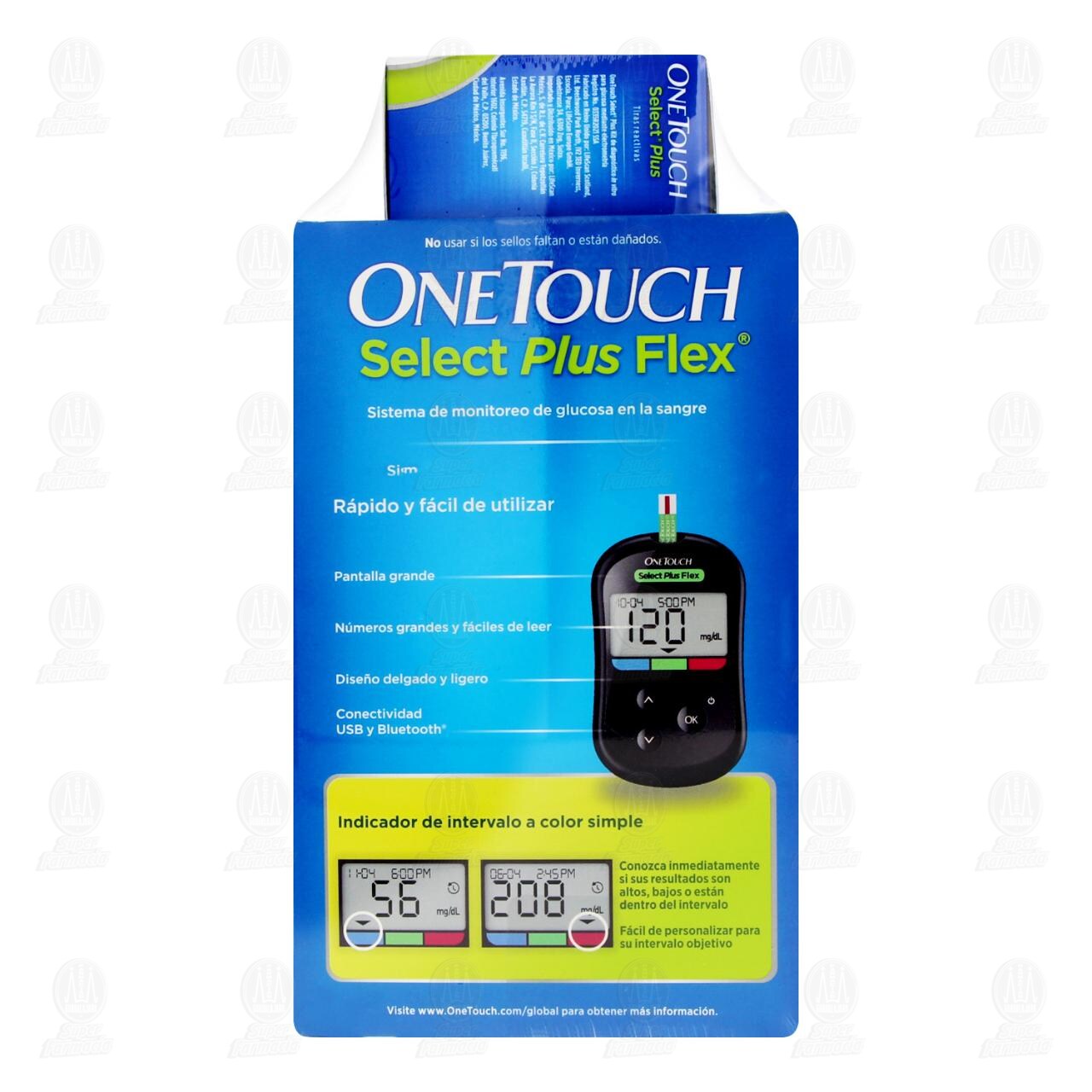 Pack One Touch Select Plus Flex Sistema de Monitoreo de Glucosa + Dispositivo de Punción + Tiras Reactivas, 3 pzas. image number 2