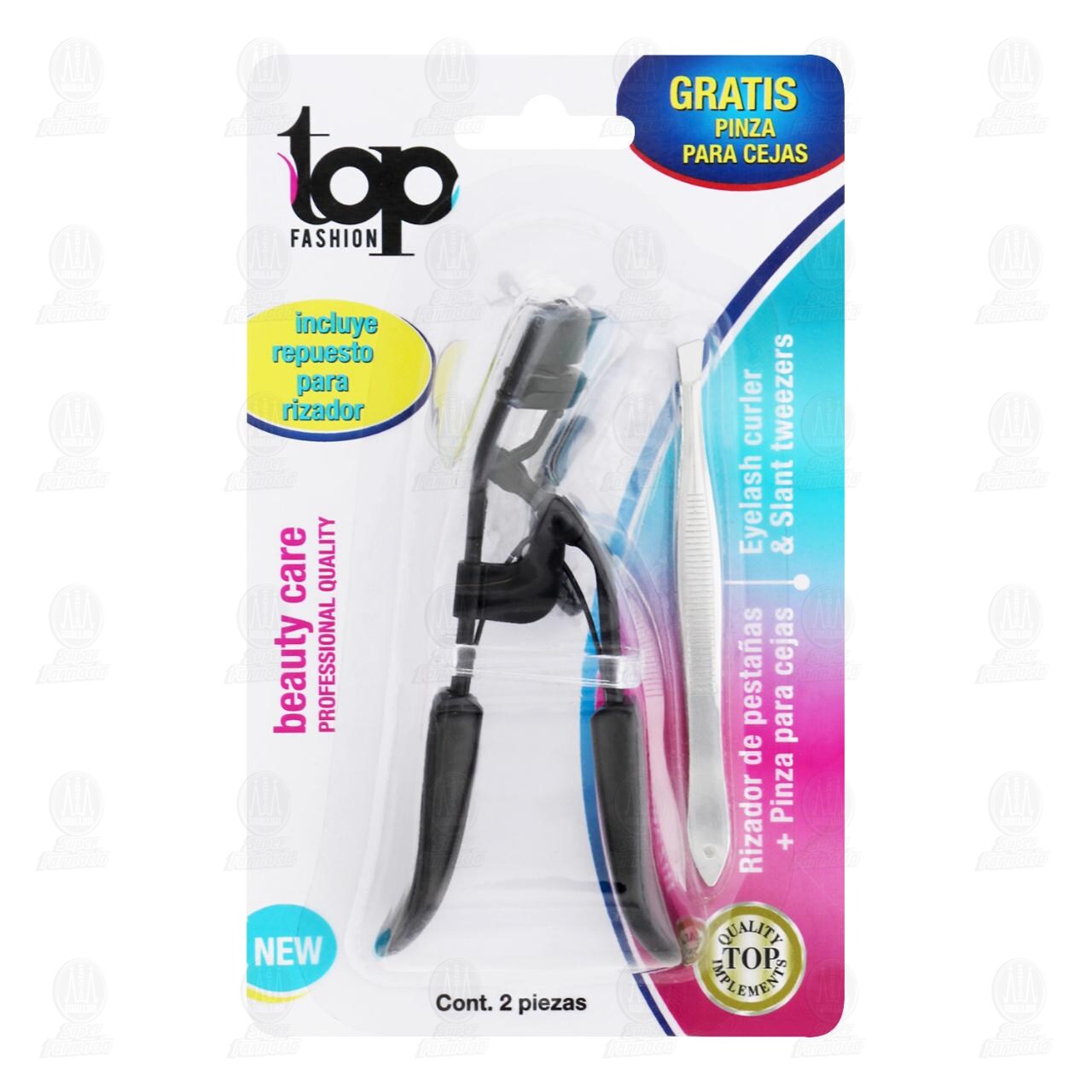 Rizador de Pestañas Top Fashion + Pinza para Cejas, 2 pzas.