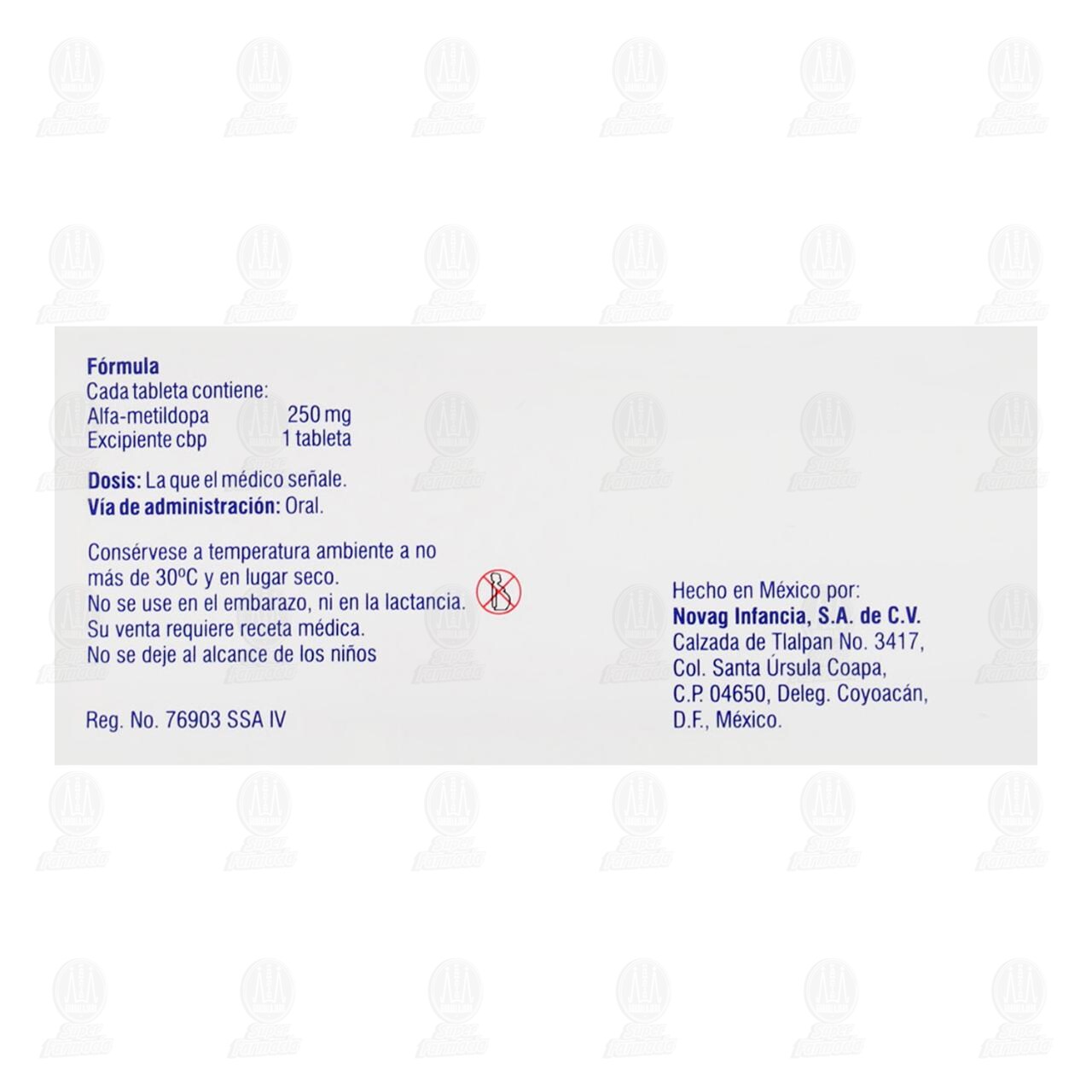 Metildopa 250 mg, 30 Tabletas Pharmalife. image number 2